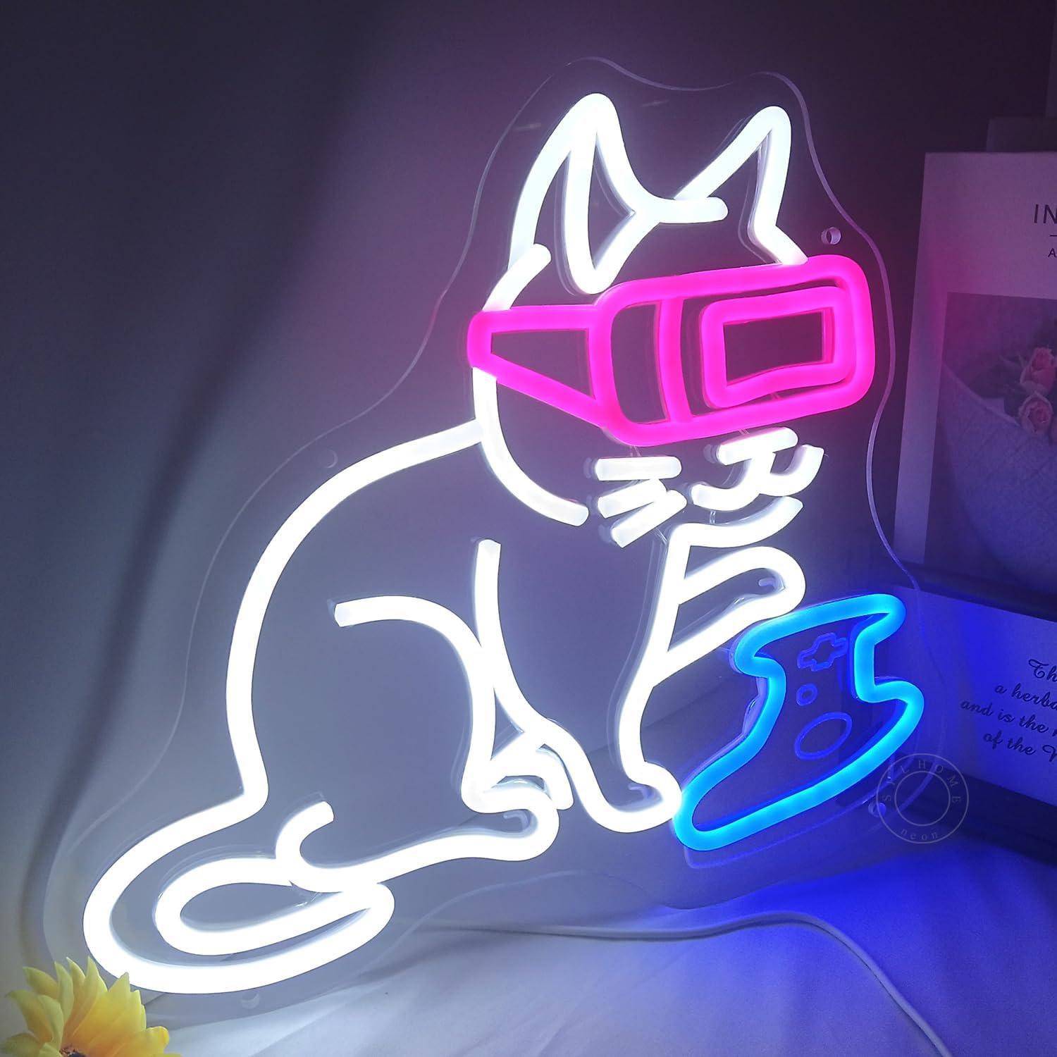 Luz Neon Gato Gamer SYLHOME 33x30cm USB Regulable