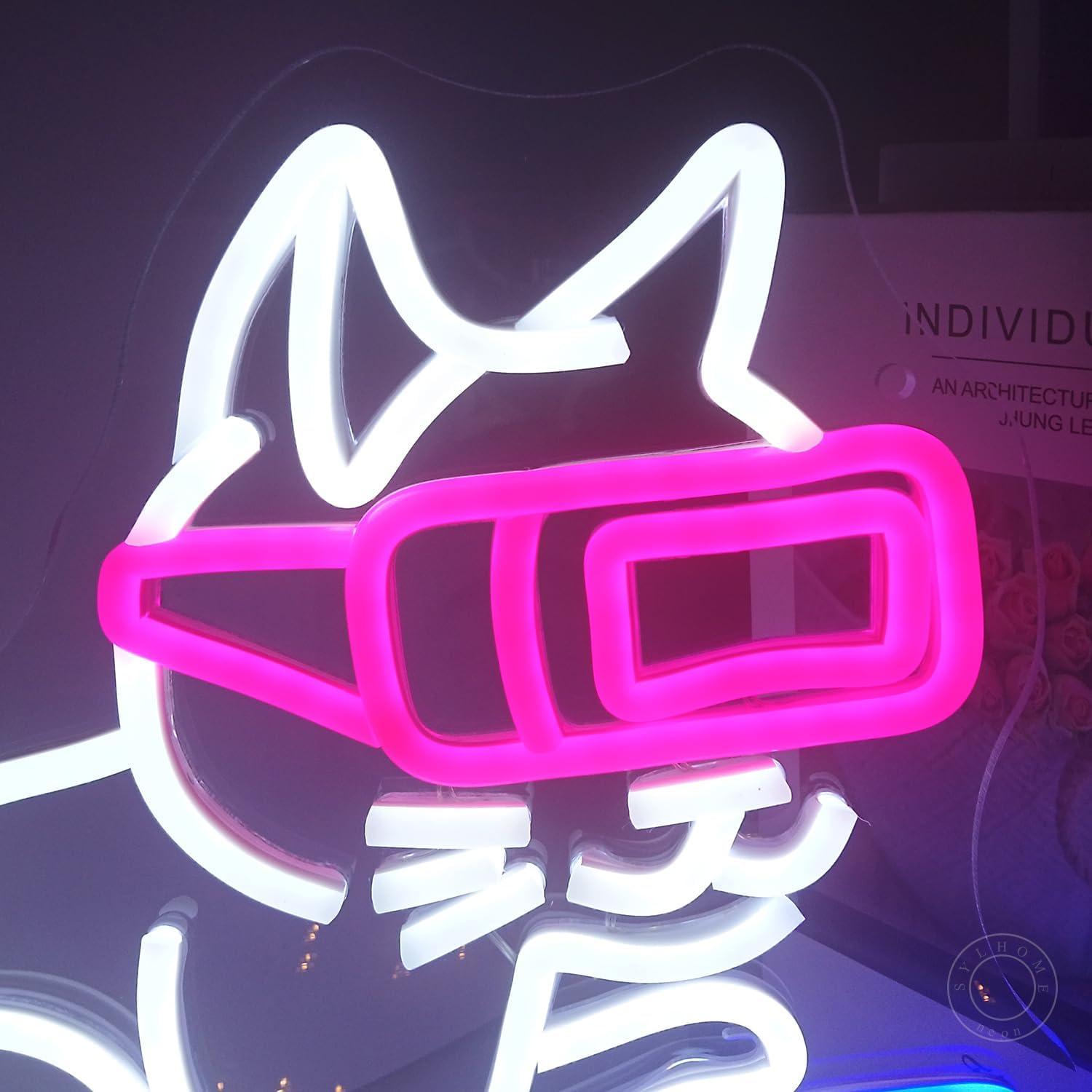 Luz Neon Gato Gamer SYLHOME 33x30cm USB Regulable