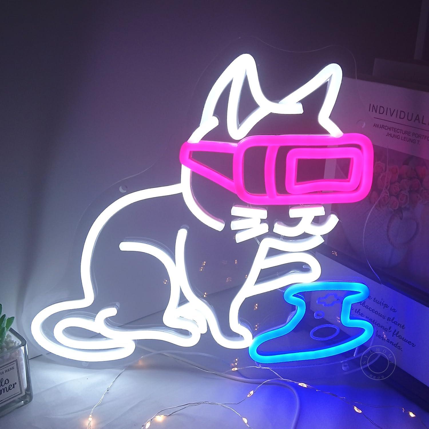 Luz Neon Gato Gamer SYLHOME 33x30cm USB Regulable