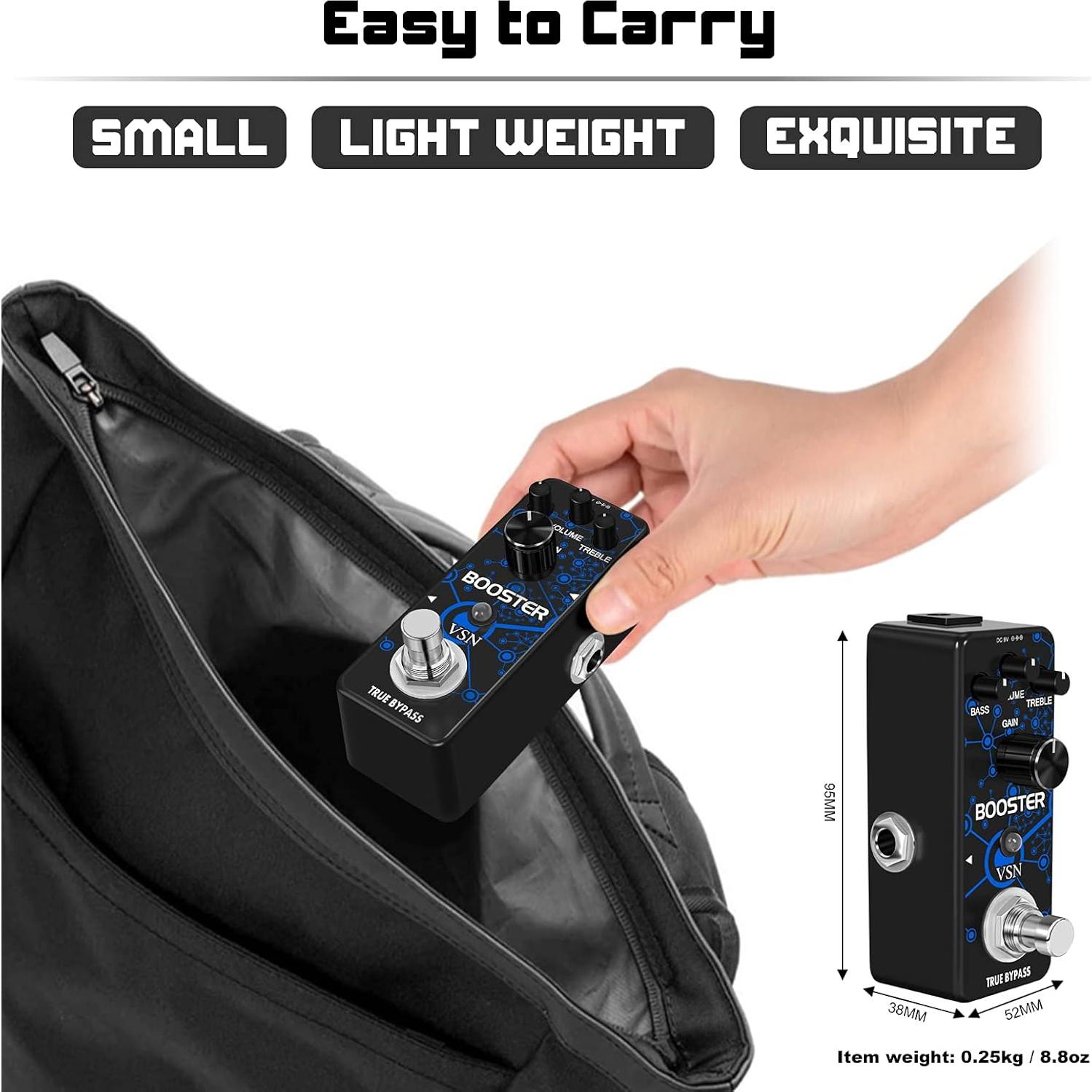 Pedal de Efecto Booster VSN 20dB Limpio True Bypass