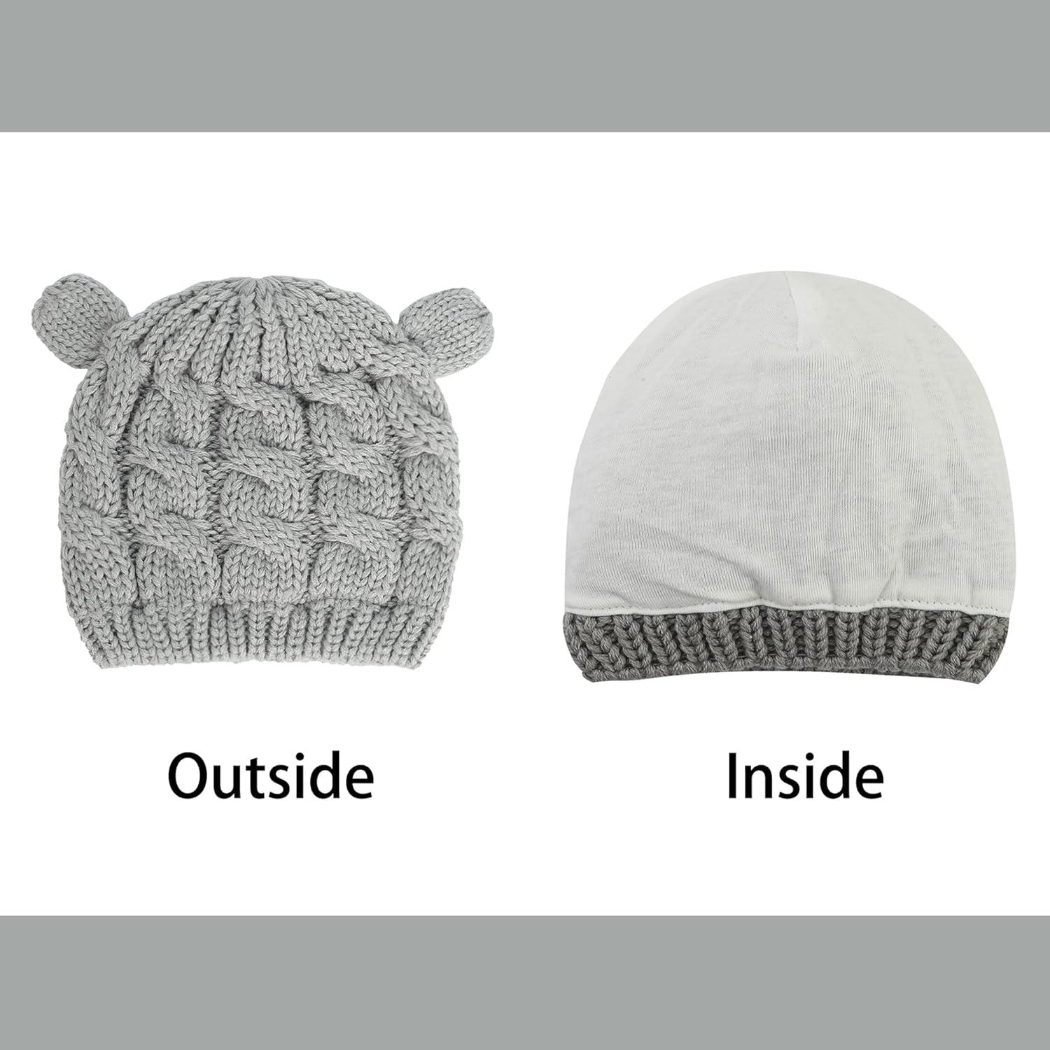 Conjunto Gorro y Guantes Bebé Suaves 0-18 Meses - Negro y Gris