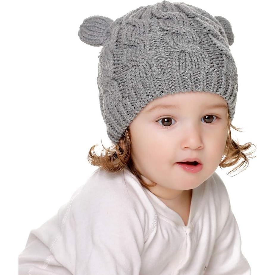 Conjunto Gorro y Guantes Bebé Suaves 0-18 Meses - Negro y Gris