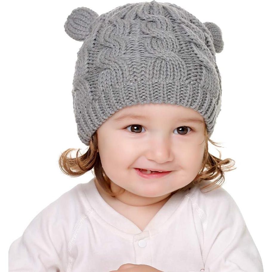 Conjunto Gorro y Guantes Bebé Suaves 0-18 Meses - Negro y Gris