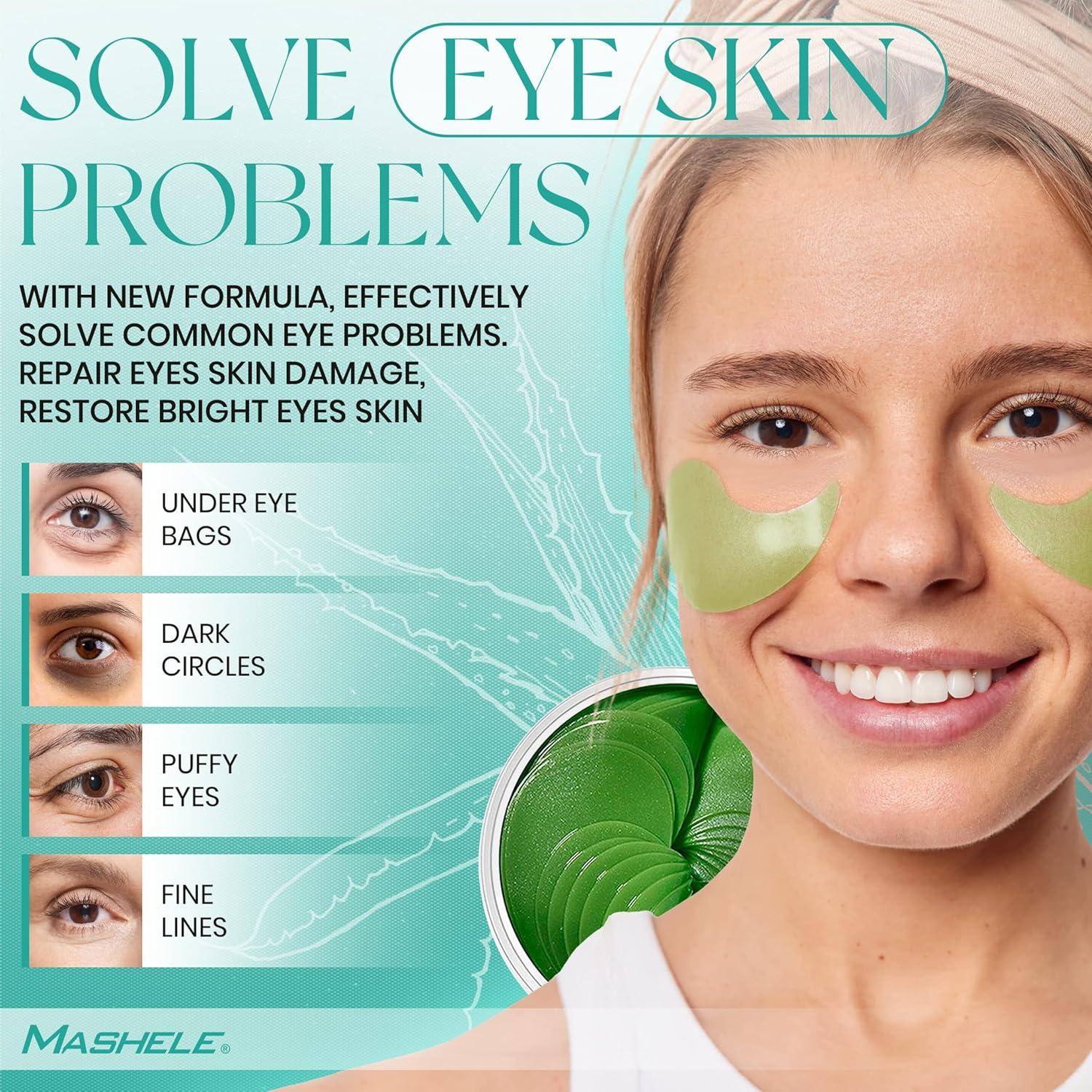Mascarillas de Gel para Ojos MASHELE con Colágeno y Aloe Vera - 60 Pcs