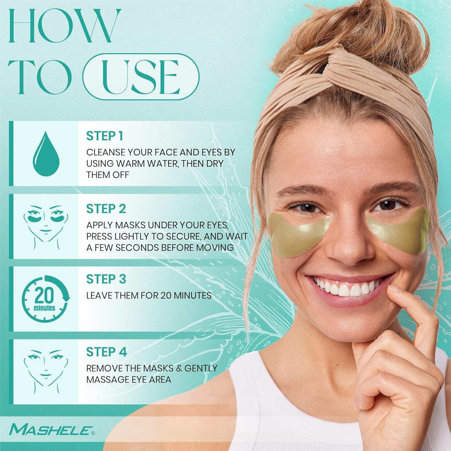 Mascarillas de Gel para Ojos MASHELE con Colágeno y Aloe Vera - 60 Pcs