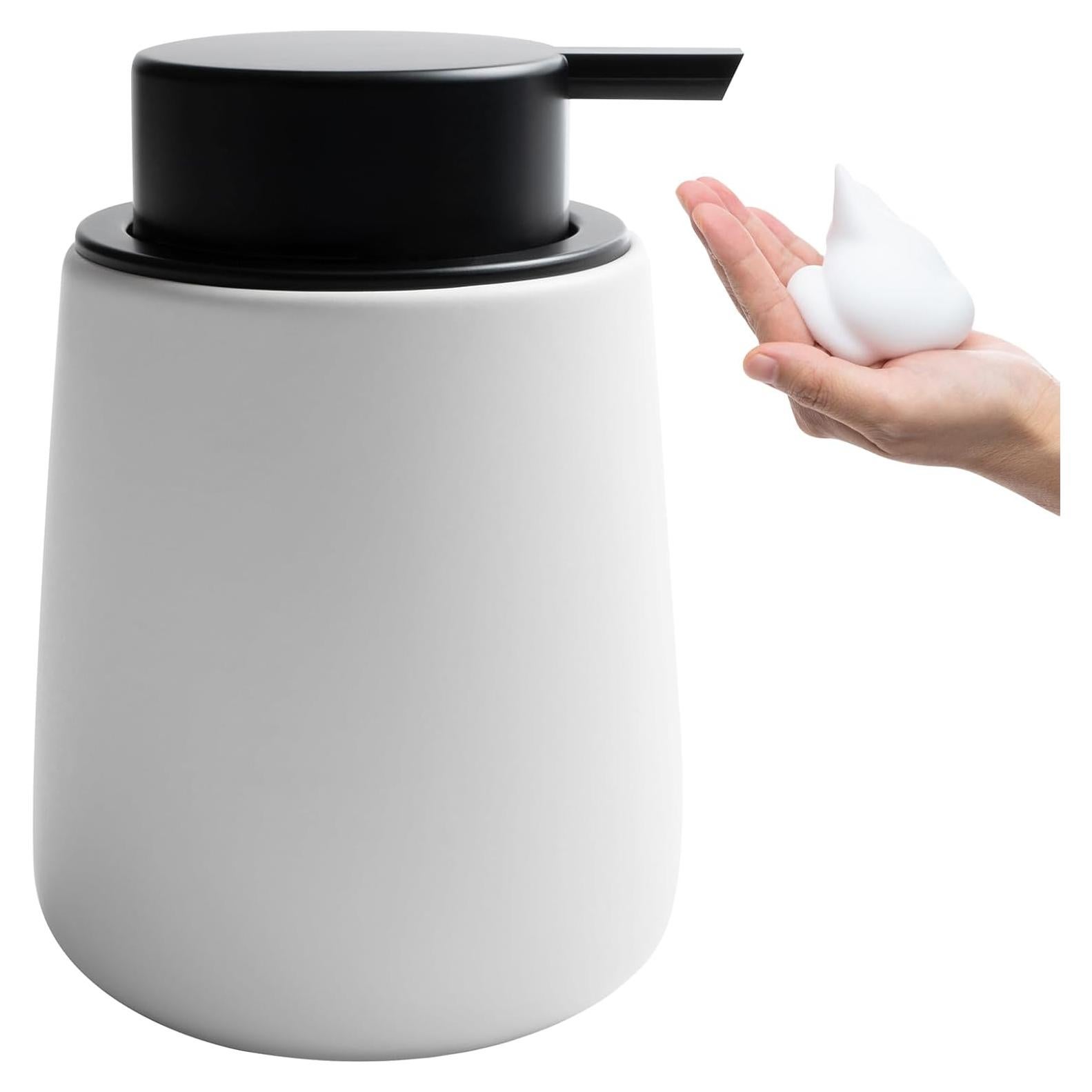 Dispensador de Jabón Espumoso Cerámica TOOZFO 350 ml Negro Blanco