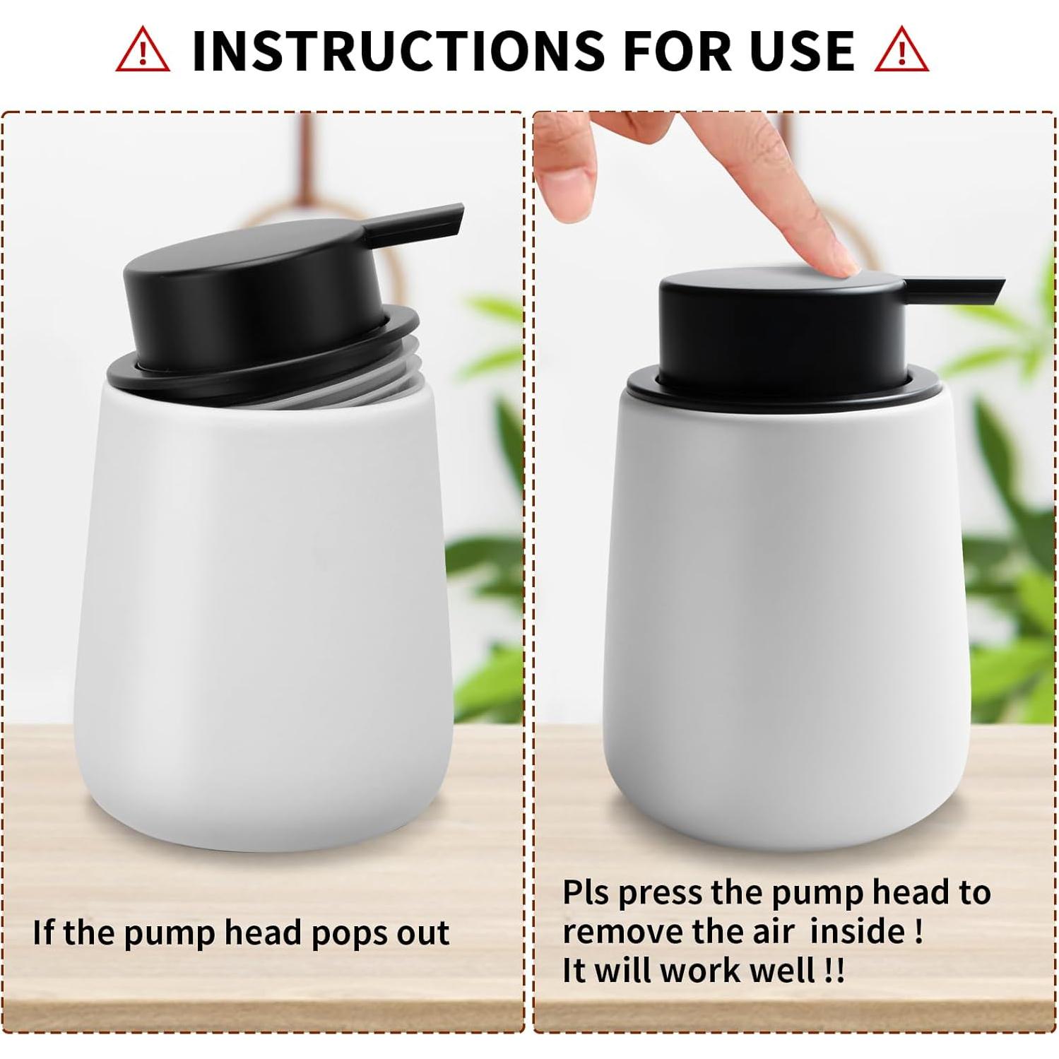 Dispensador de Jabón Espumoso Cerámica TOOZFO 350 ml Negro Blanco