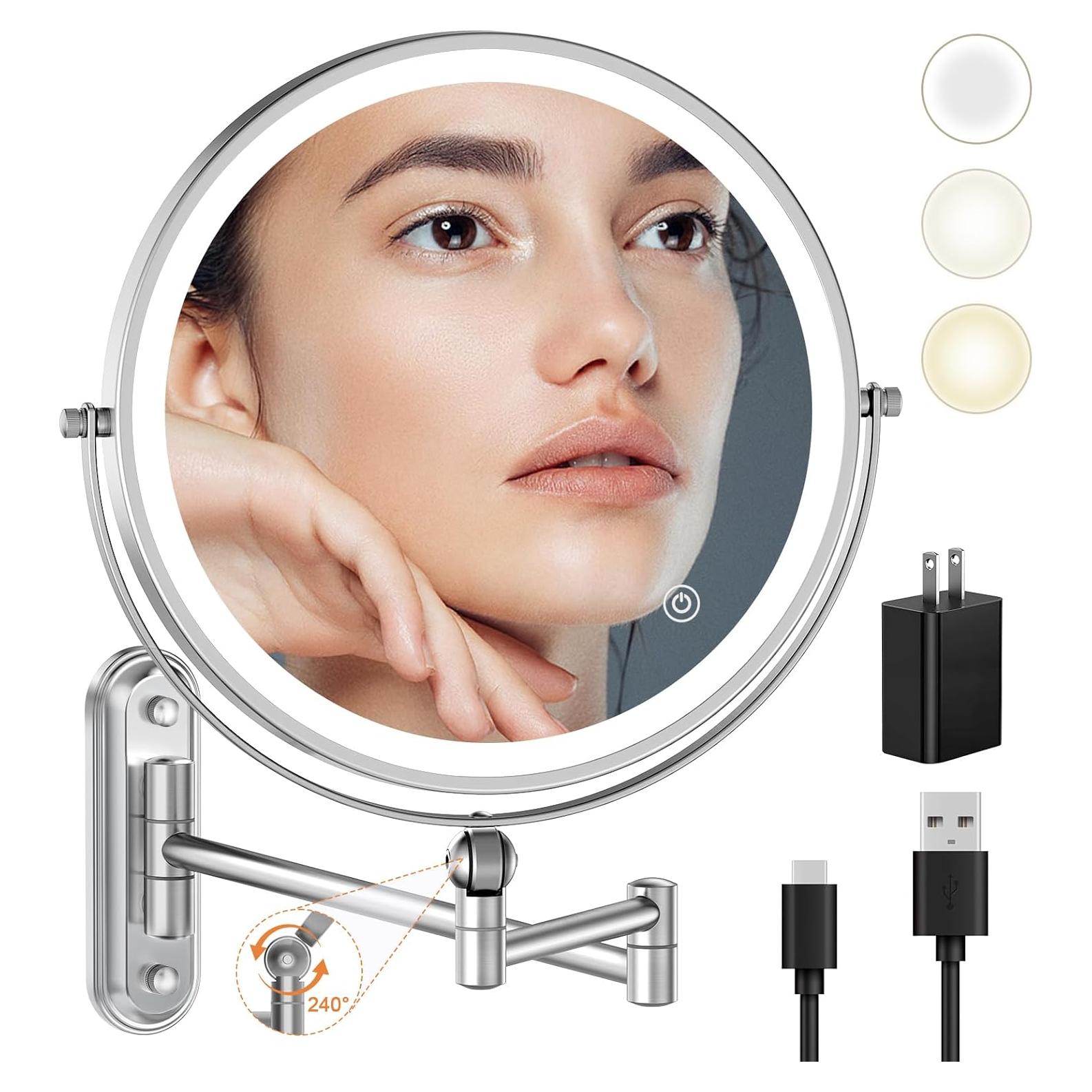 Espejo de Maquillaje Iluminado Rocollos 9 Pulgadas Doble Cara