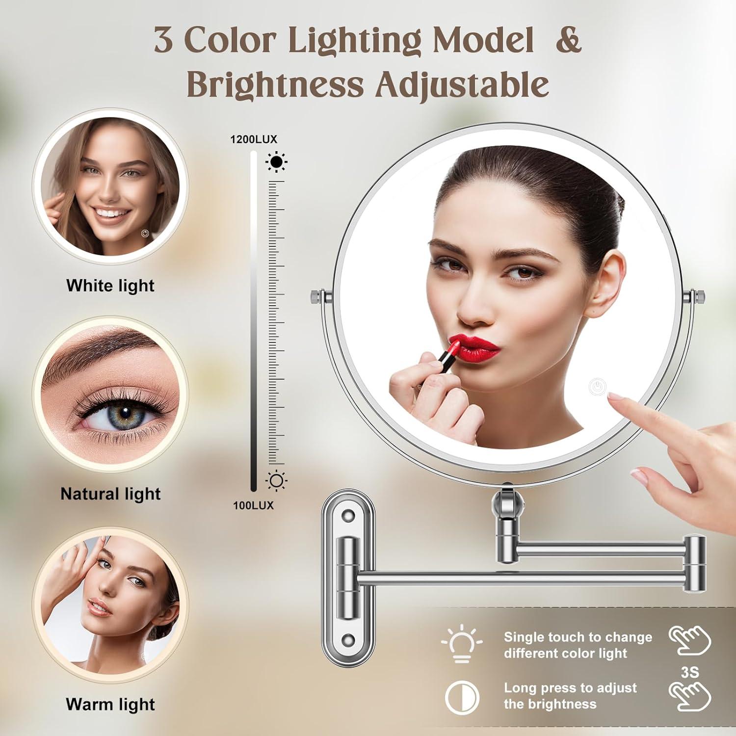 Espejo de Maquillaje Iluminado Rocollos 9 Pulgadas Doble Cara