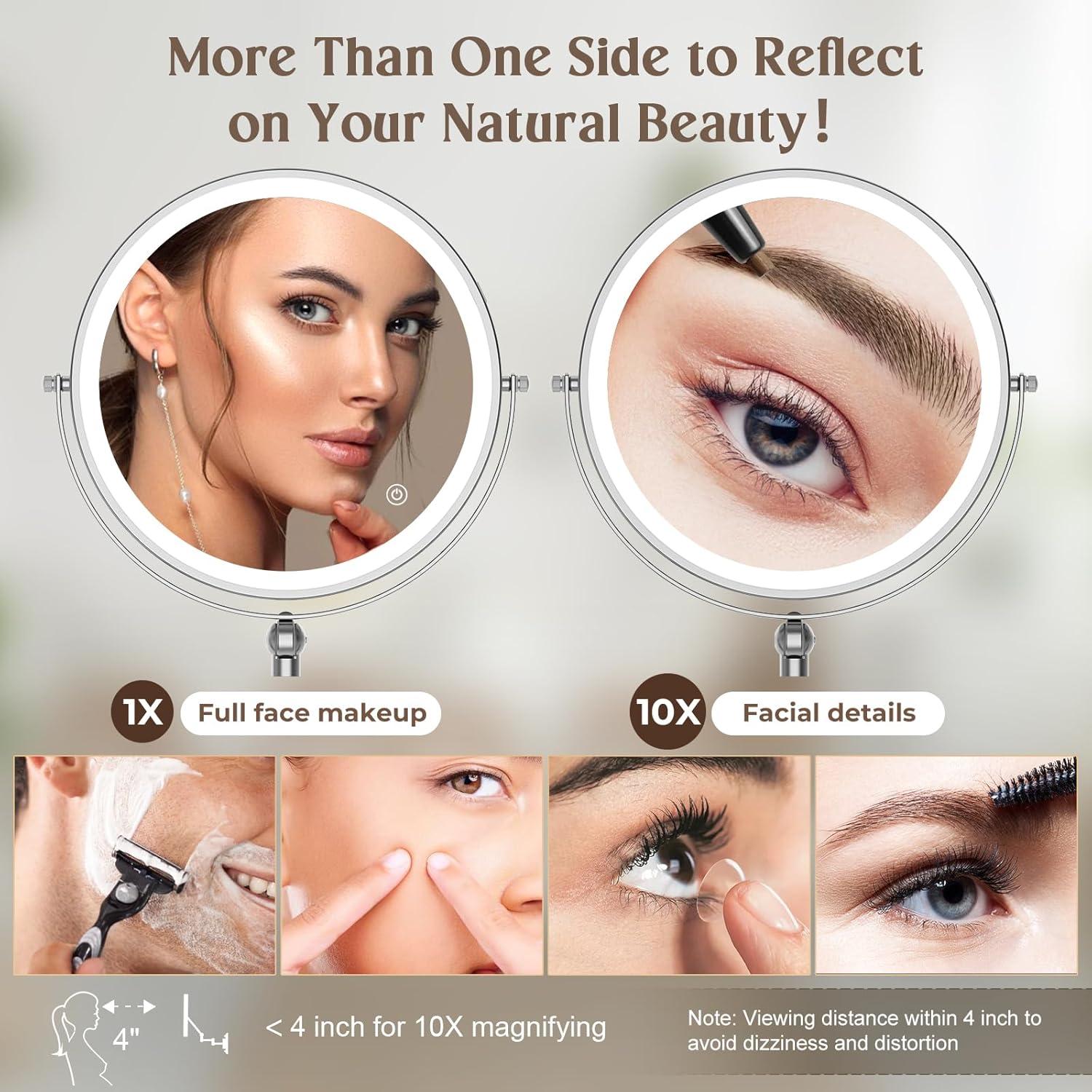 Espejo de Maquillaje Iluminado Rocollos 9 Pulgadas Doble Cara