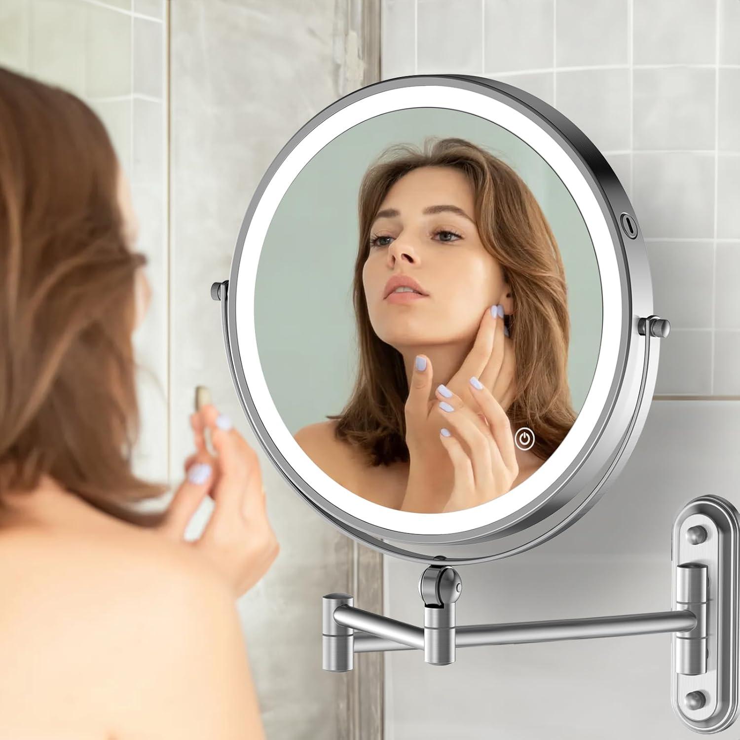 Espejo de Maquillaje Iluminado Rocollos 9 Pulgadas Doble Cara