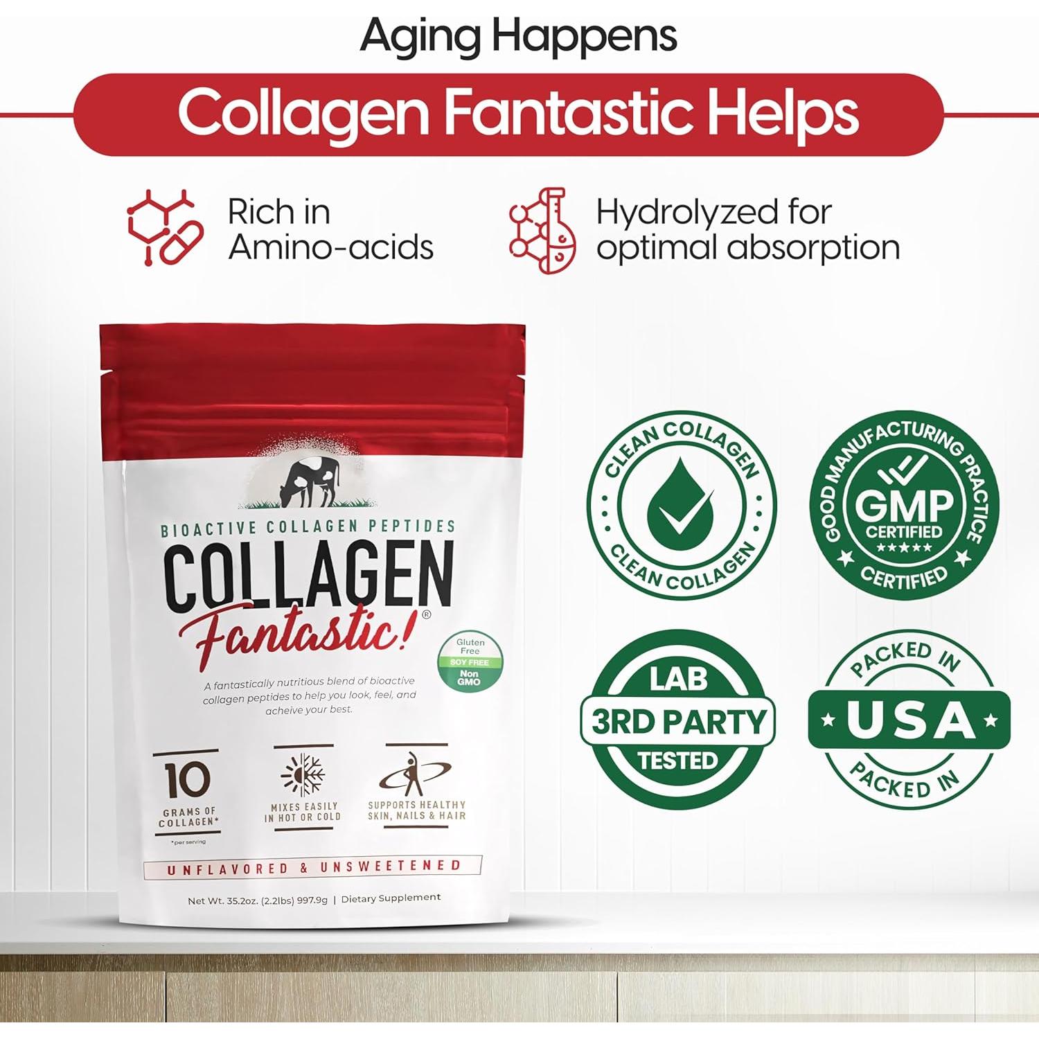 Polvo de Colágeno Hidrolizado Sin Sabor 0.99kg Fantastic Nutrition