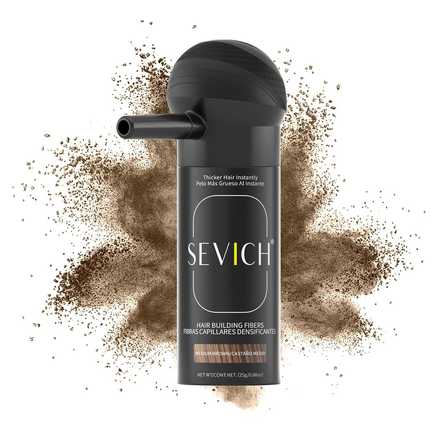 Fibra Capilar SEVICH 25g Marrón Medio - Aplicador Spray Unisex