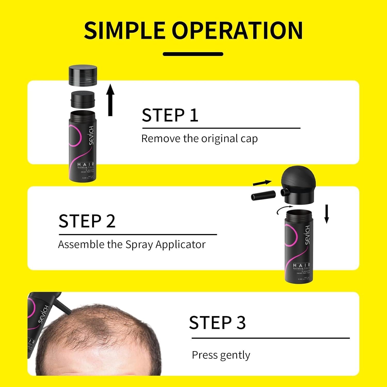 Fibra Capilar SEVICH 25g Marrón Medio - Aplicador Spray Unisex