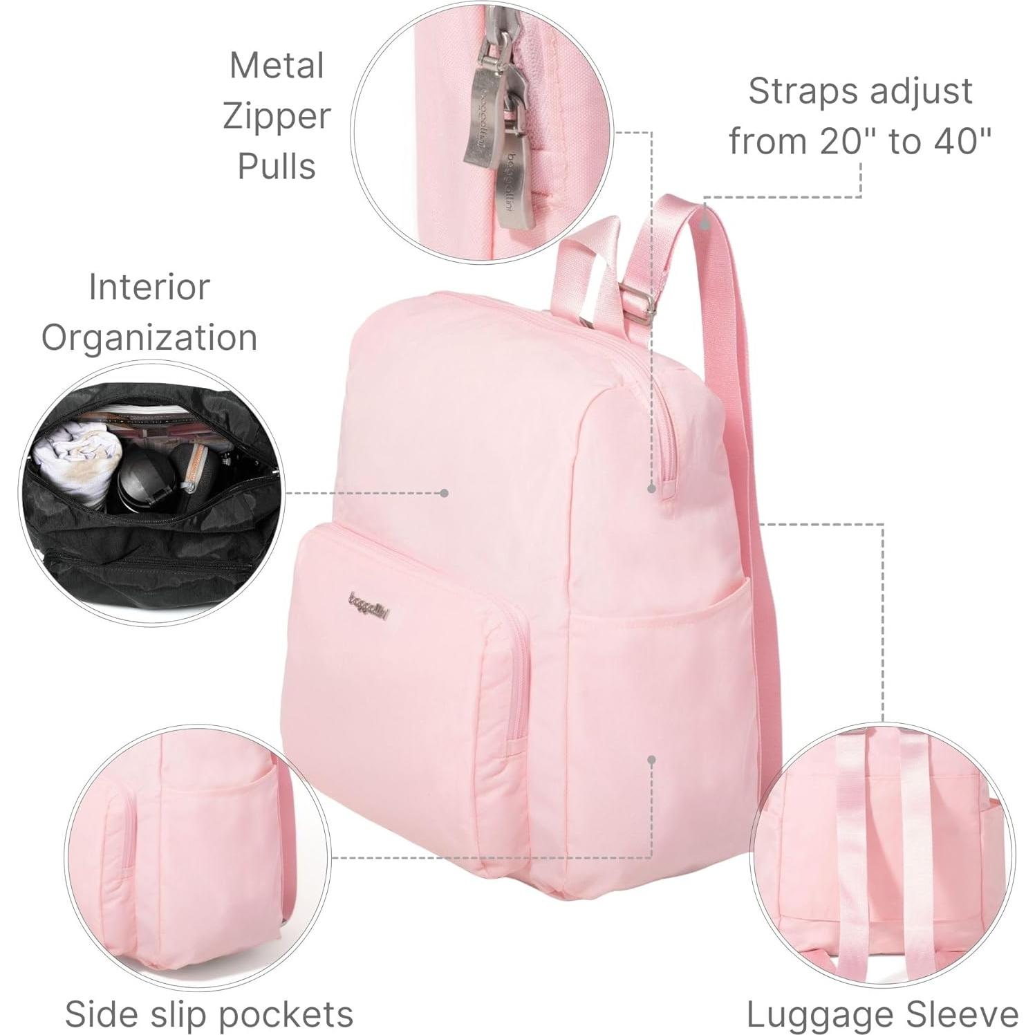 Mochila de viaje plegable Baggallini Nylon Rosa 34.93x28.58 cm