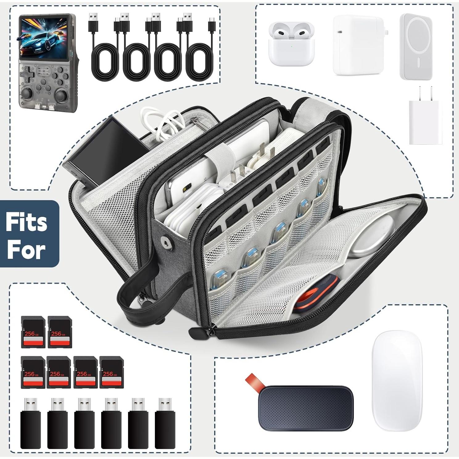 Estuche Organizador de Cables SAIKA 21.1x10.2x13.2cm Negro