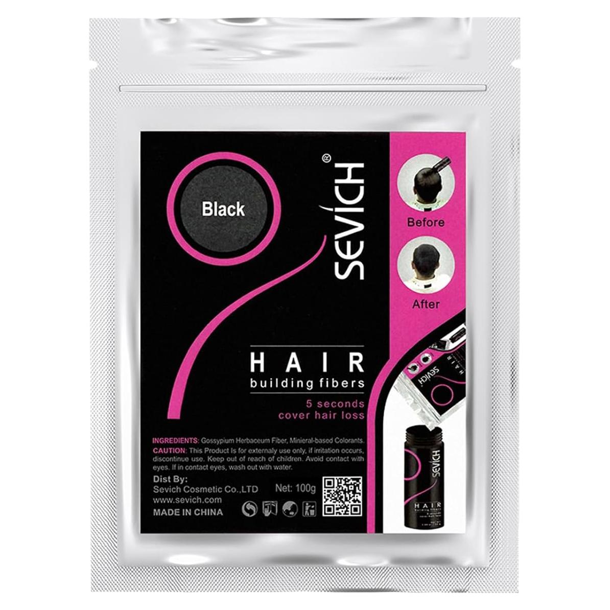 Fibras para Cabello SEVICH 100g Negro - Engrosamiento Instantáneo