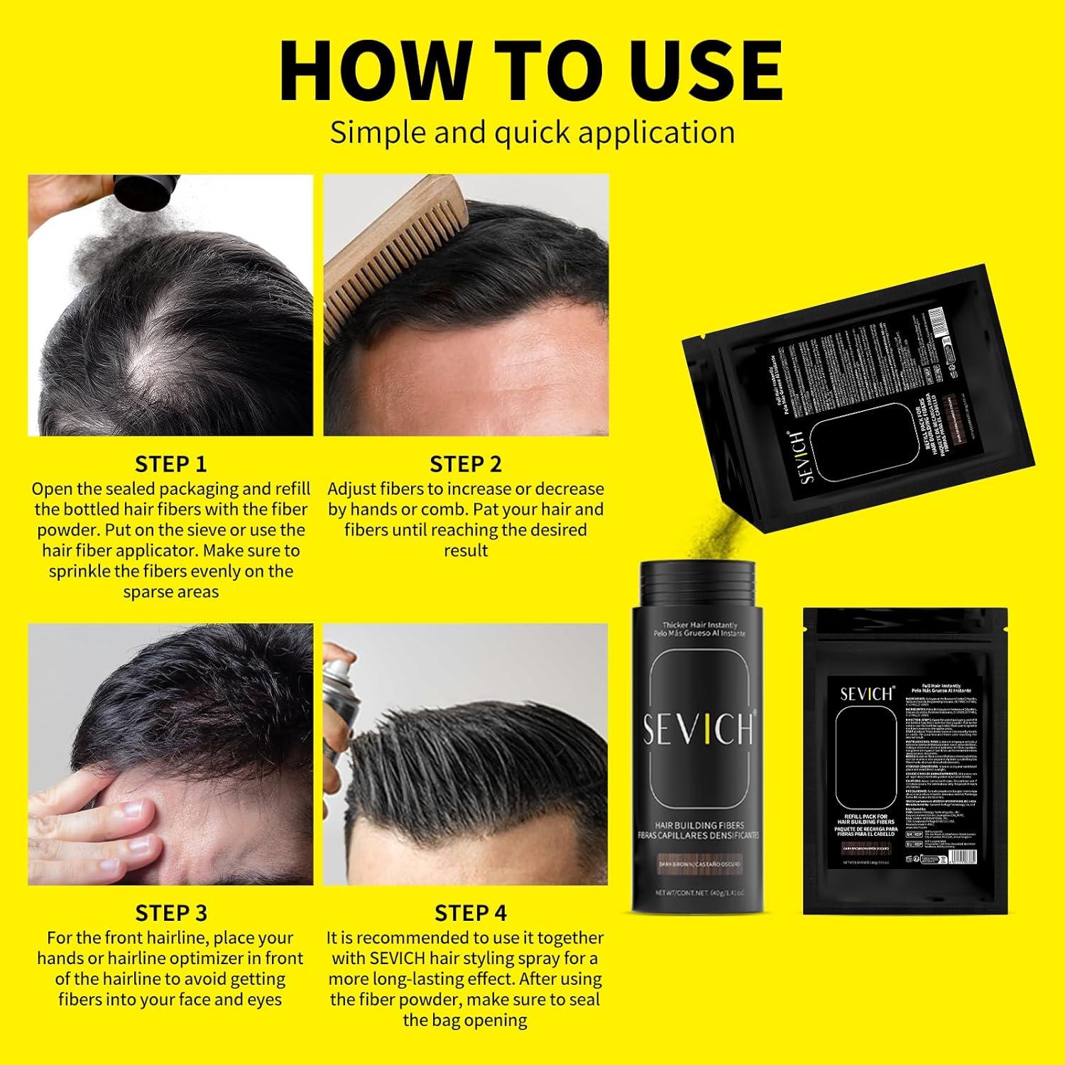 Fibras para Cabello SEVICH 100g Negro - Engrosamiento Instantáneo