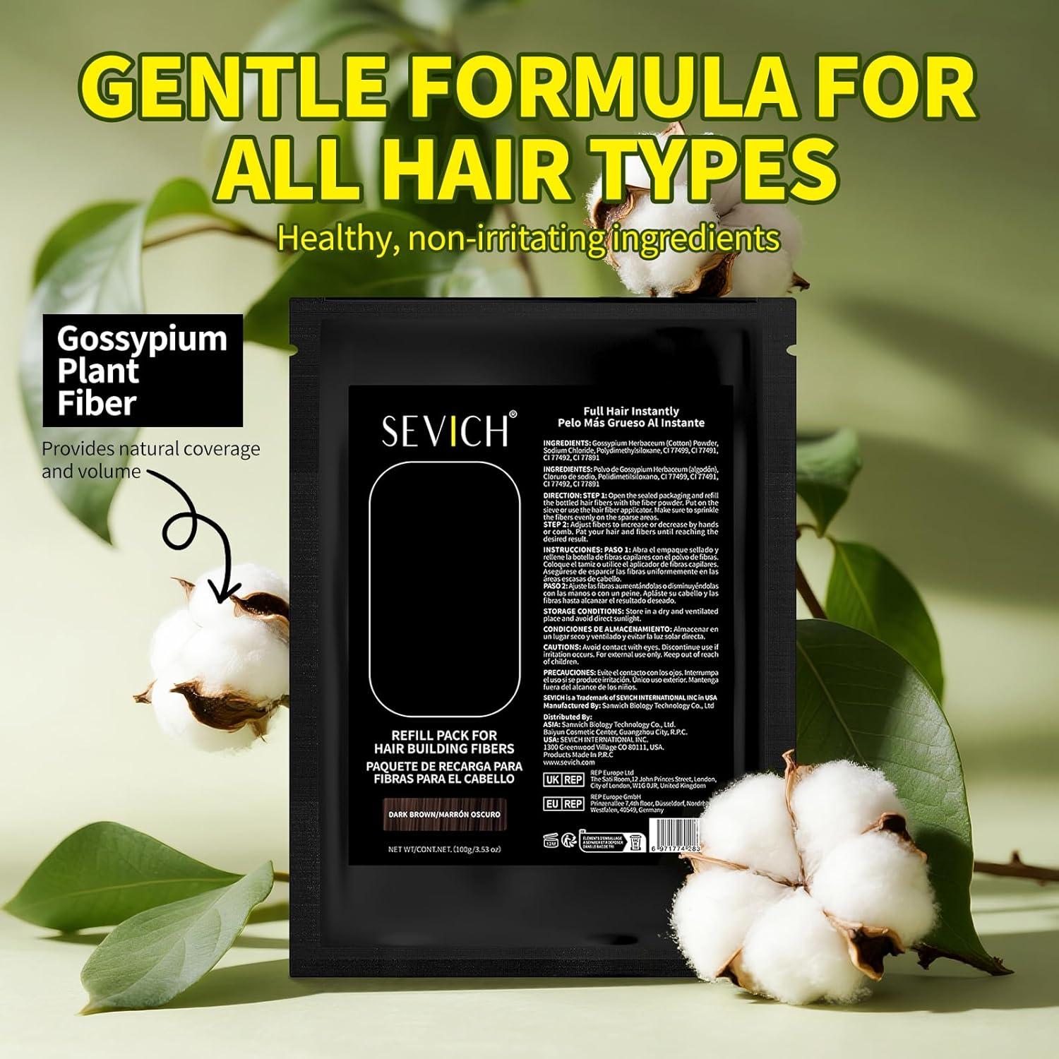 Fibras para Cabello SEVICH 100g Negro - Engrosamiento Instantáneo