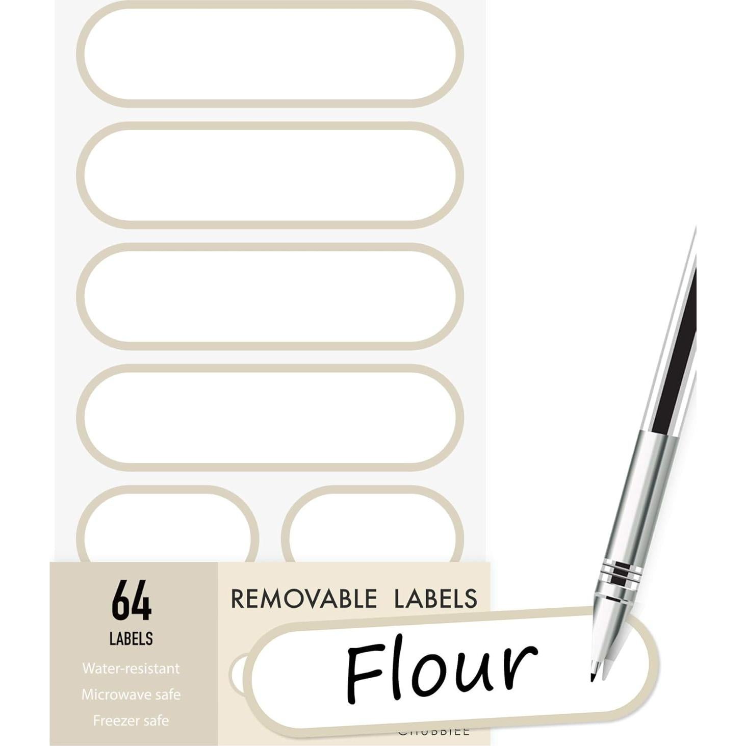 Etiquetas de Cocina Removibles Chubbiee 64 Piezas Impermeables