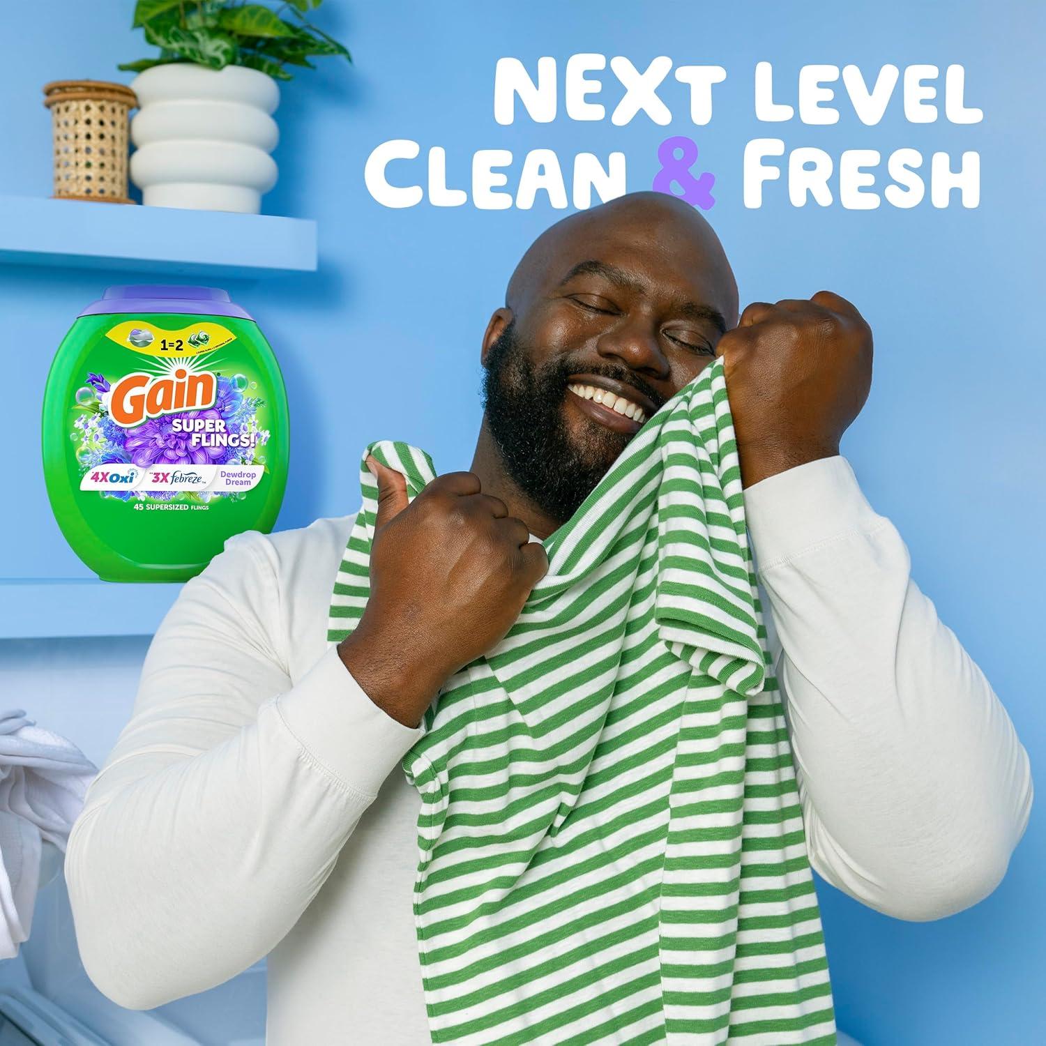 Gain Super Flings Detergente para Ropa 18 Unidades Aroma Sueño de Rocío