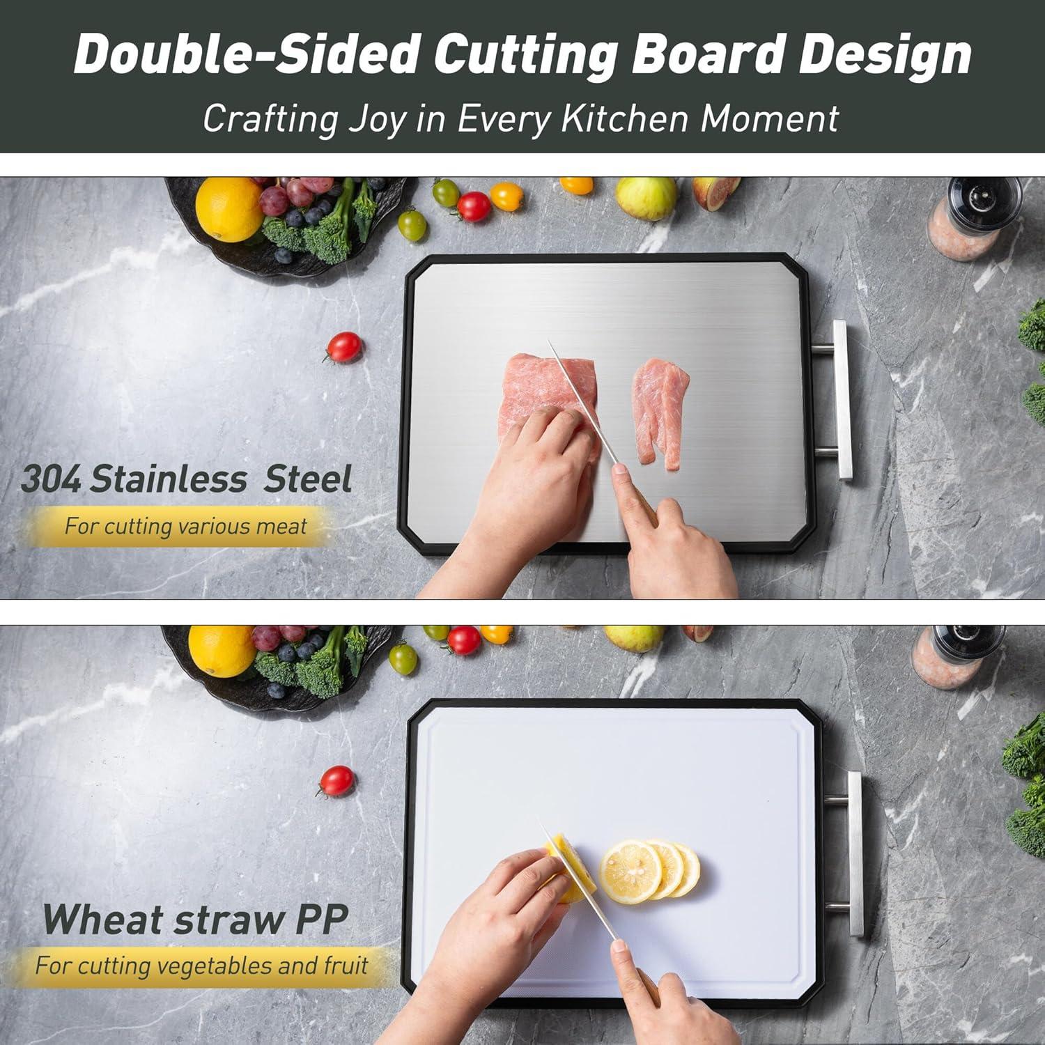 Tabla de Cortar Doble Cara Socisen Acero Inoxidable 41 cm