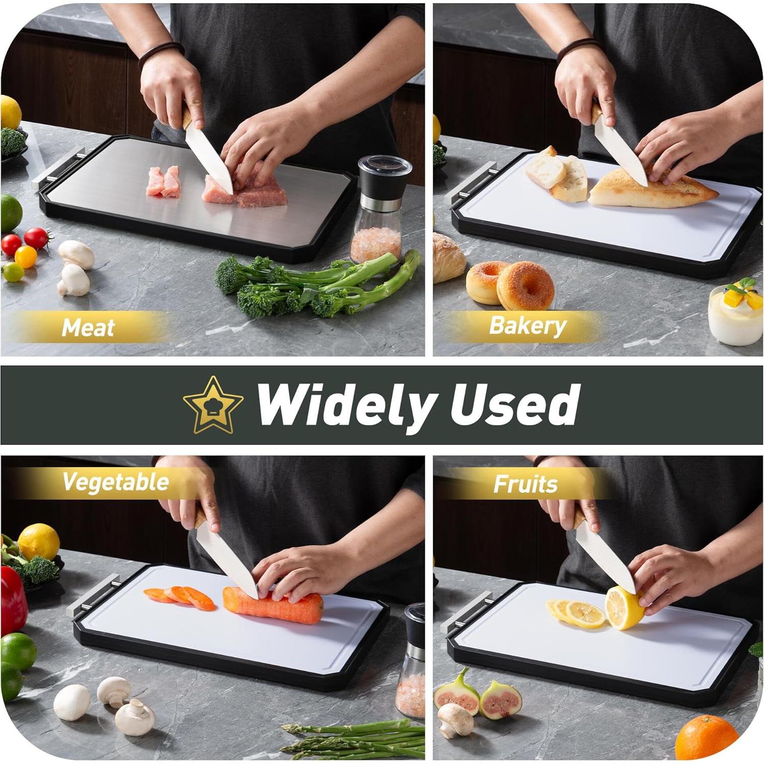 Tabla de Cortar Doble Cara Socisen Acero Inoxidable 41 cm