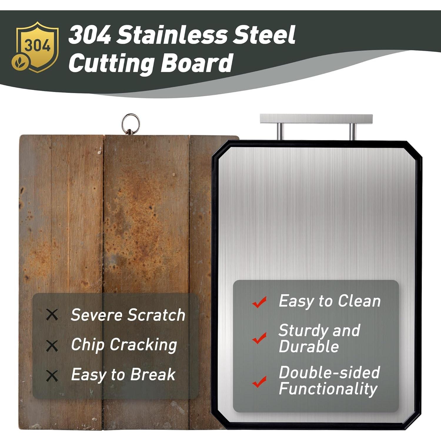 Tabla de Cortar Doble Cara Socisen Acero Inoxidable 41 cm