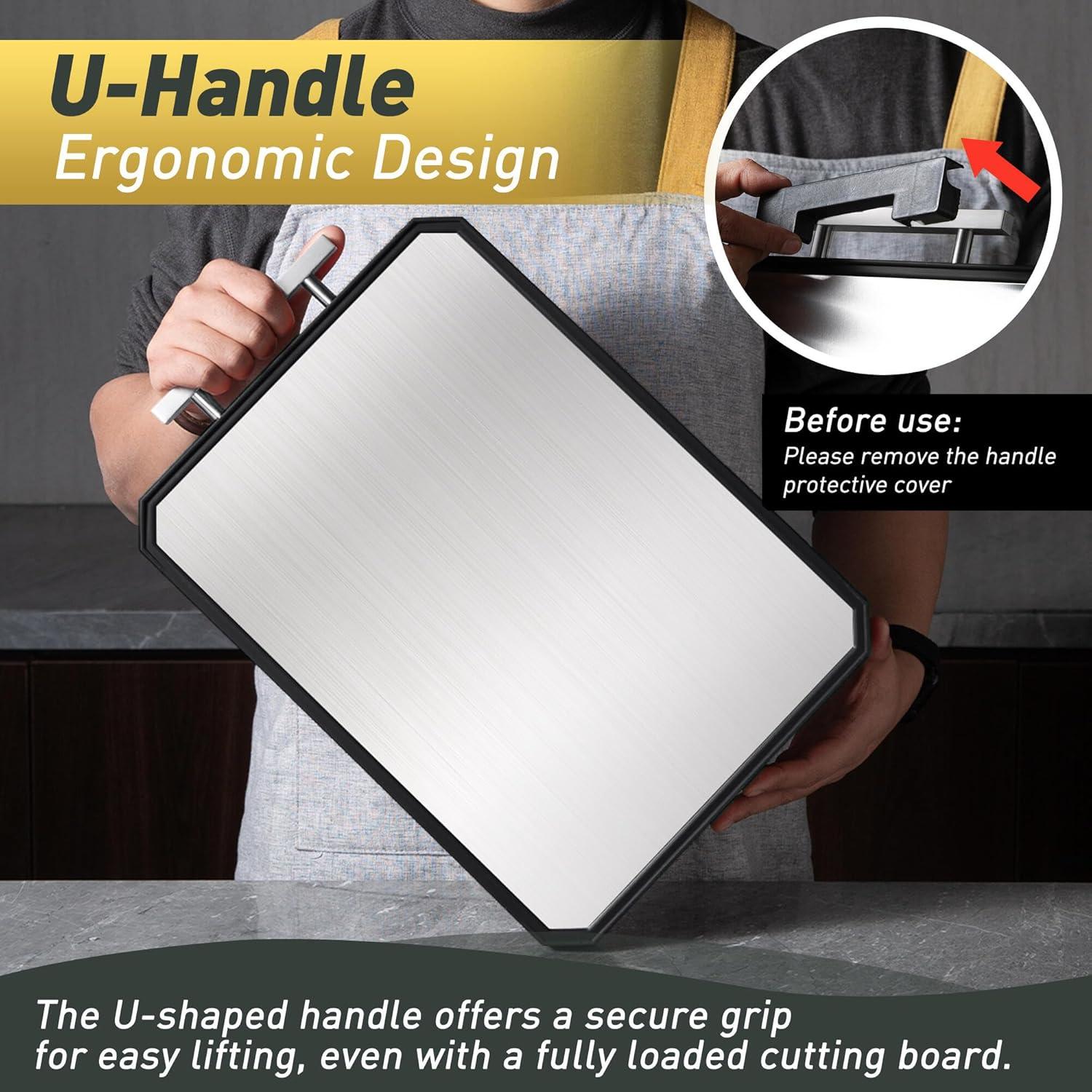 Tabla de Cortar Doble Cara Socisen Acero Inoxidable 41 cm