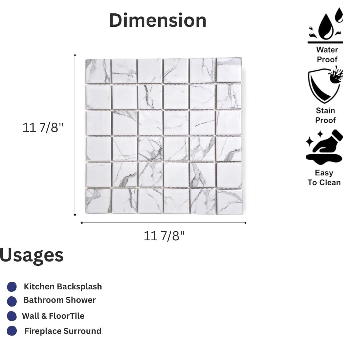 Azulejo de Porcelana Tenedos Satori Blanco Gris Mate 5 Hojas
