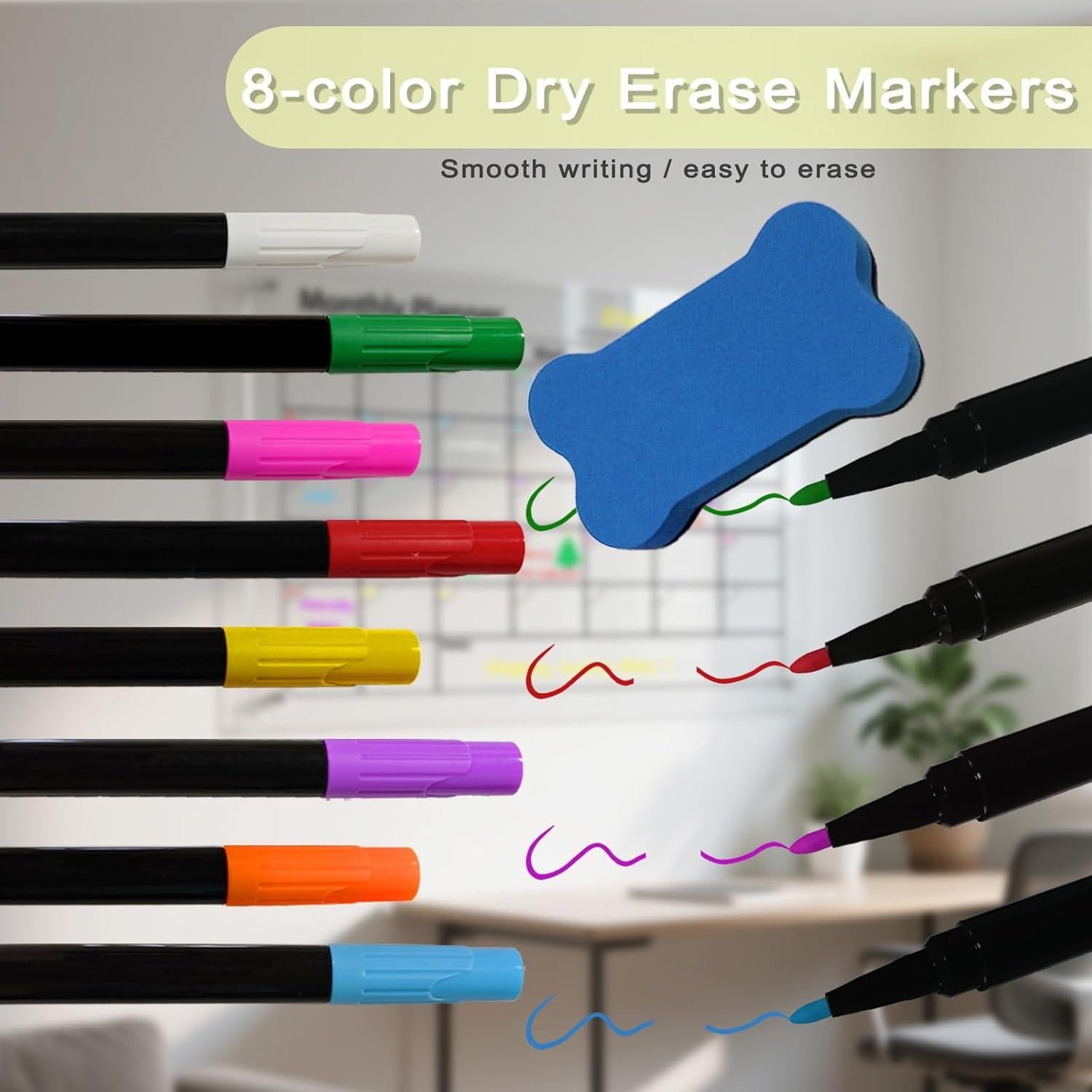 Calendario Acrílico Transparente IJIJIJ 43x33 cm con Marcadores