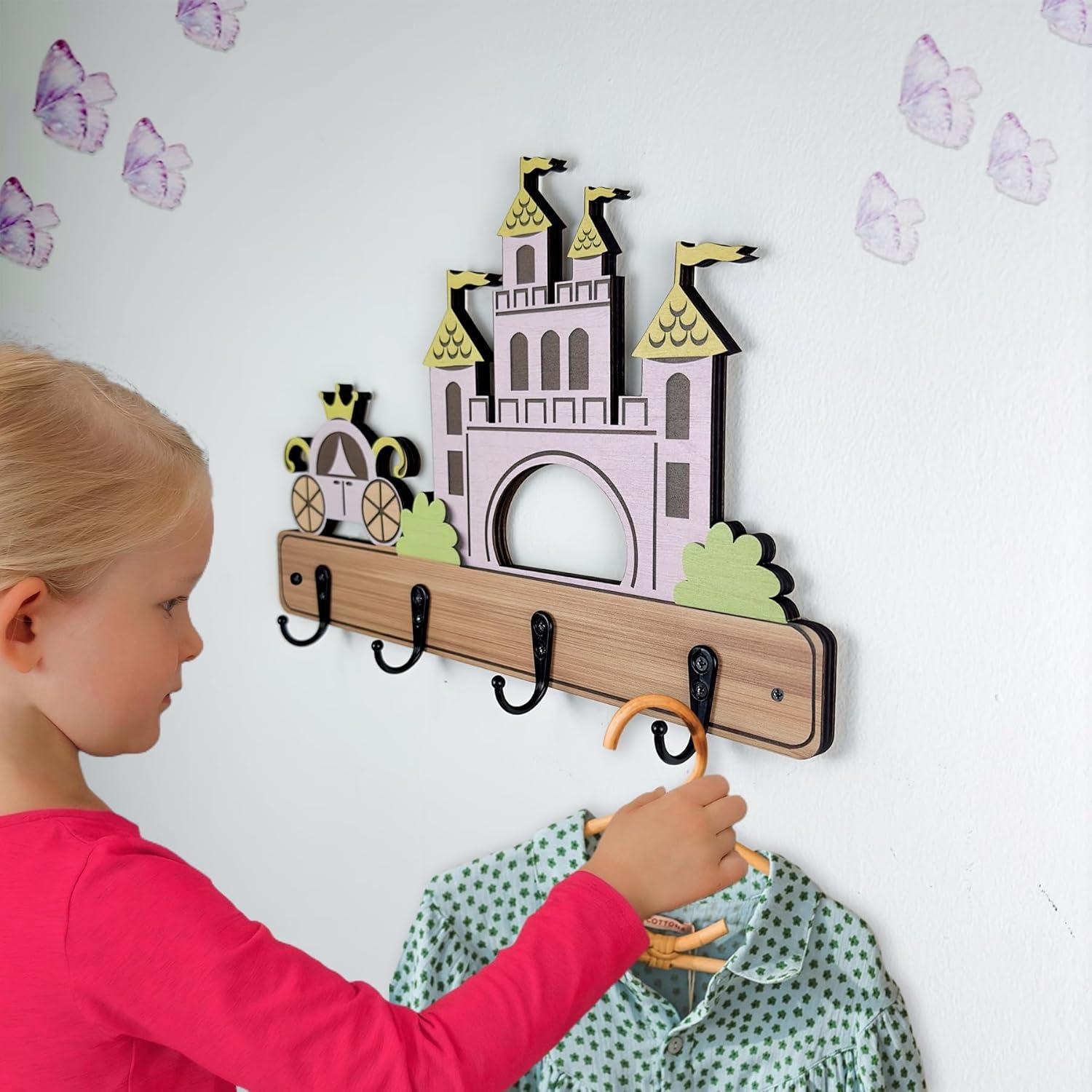 Gancho de Pared Infantil Midrean Castillo Madera de Haya