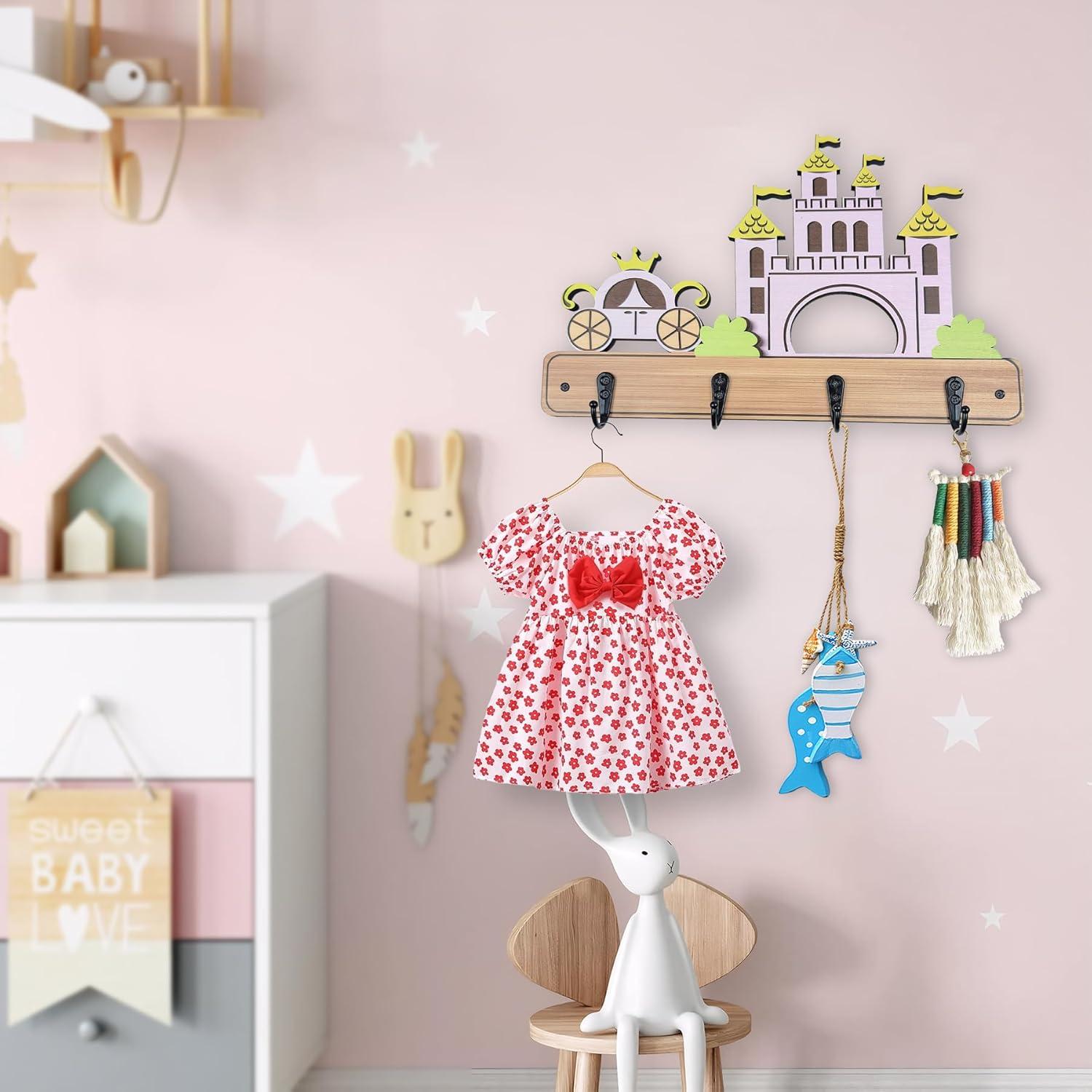 Gancho de Pared Infantil Midrean Castillo Madera de Haya