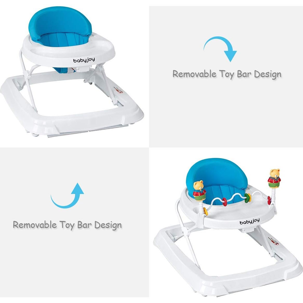 Andador para Bebés BABY JOY Plegable Ajustable 6-18 Meses Azul