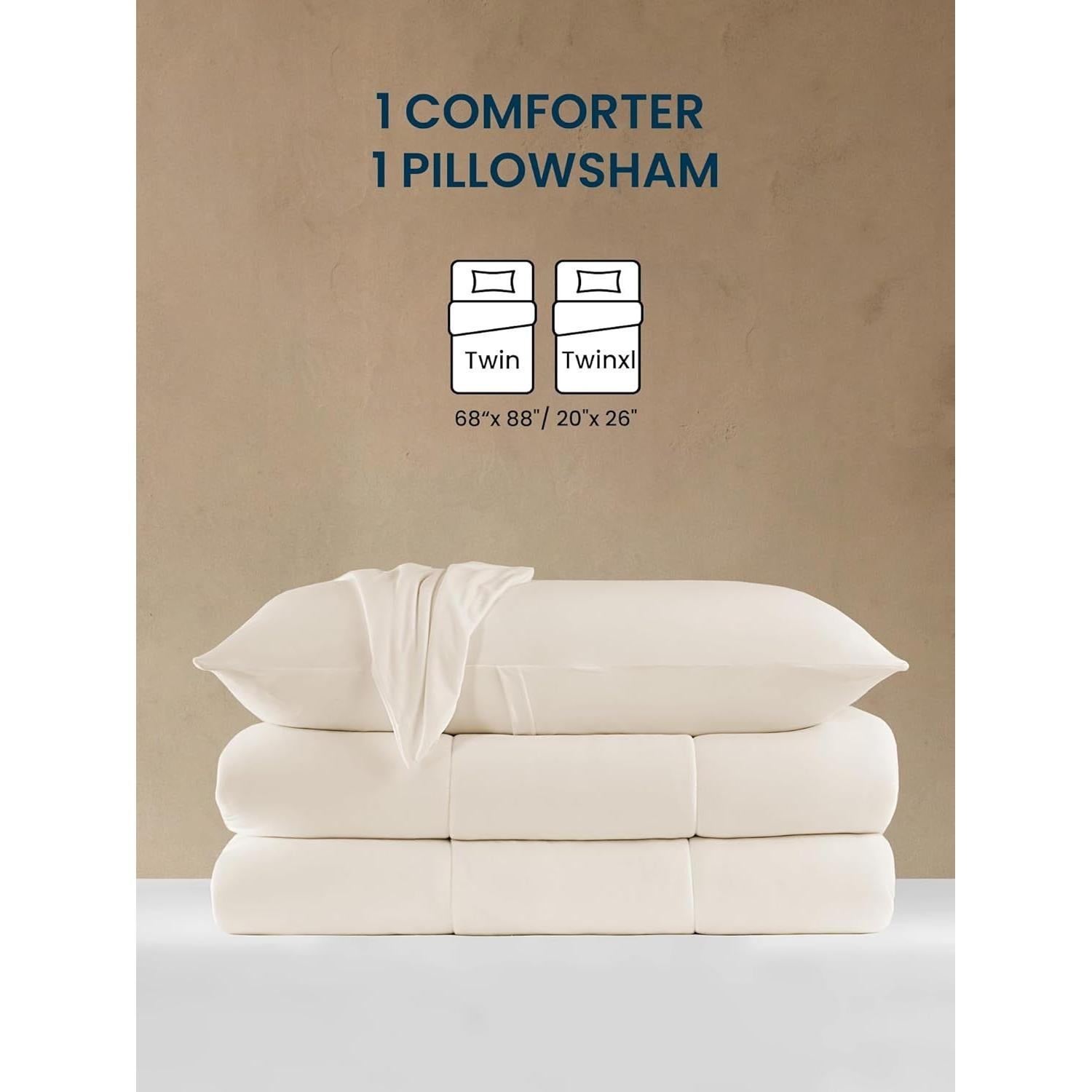 Conjunto de Edredón SLEEP ZONE 2 Piezas Twin Beige Microfibra