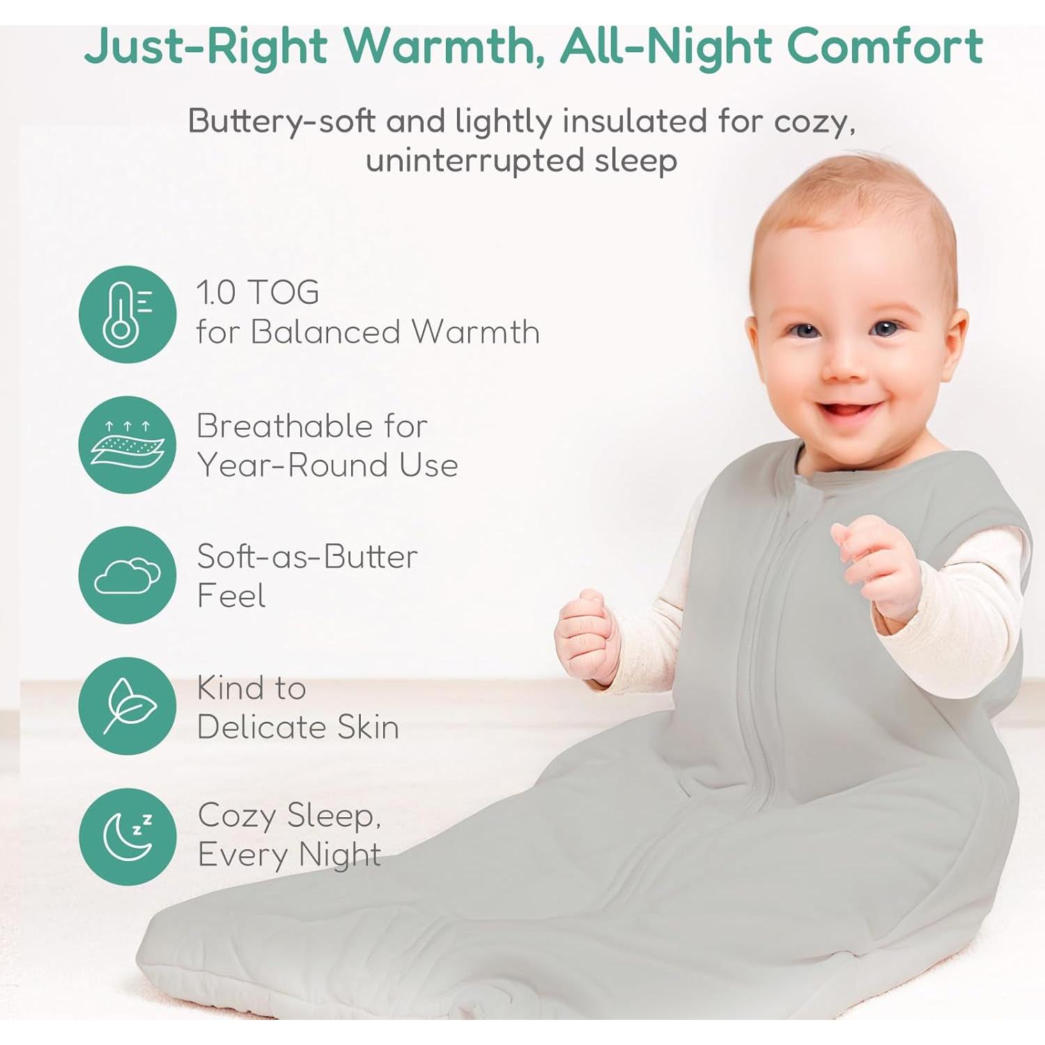 Saco de Sueño para Bebé 1.0 TOG - 0-3 Meses, Suave y Acogedor