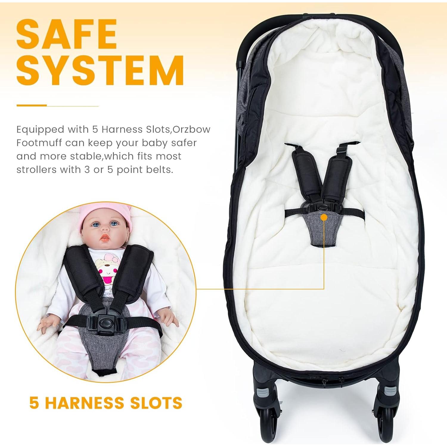 Saco de pies Orzbow negro para cochecito 90x48 cm impermeable