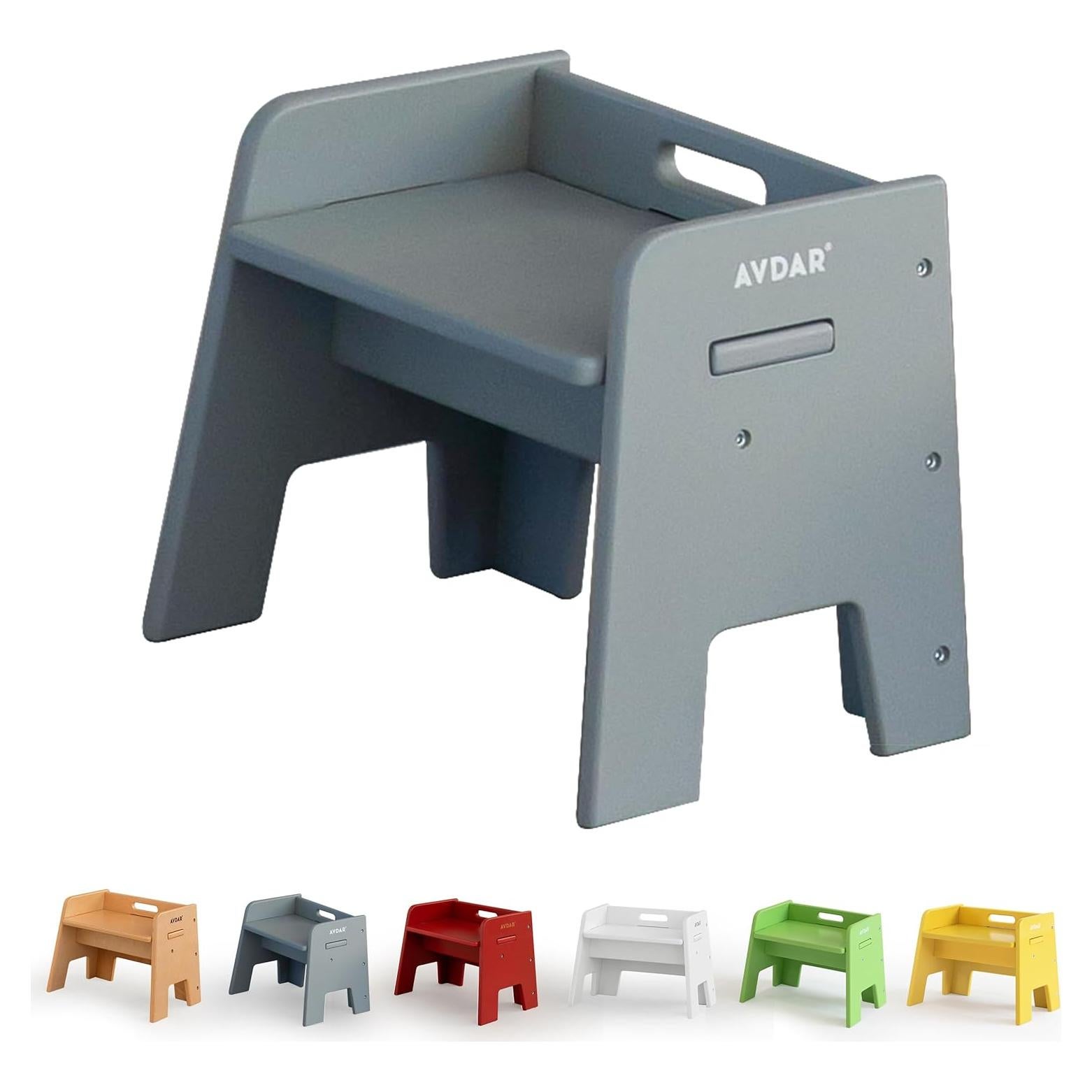 AVDAR Wooden Step Stool for Kids, 14” One Step Stool for Toddlers, Heavy Duty Non-tip Non-Slip for Bedroom/Kitchen