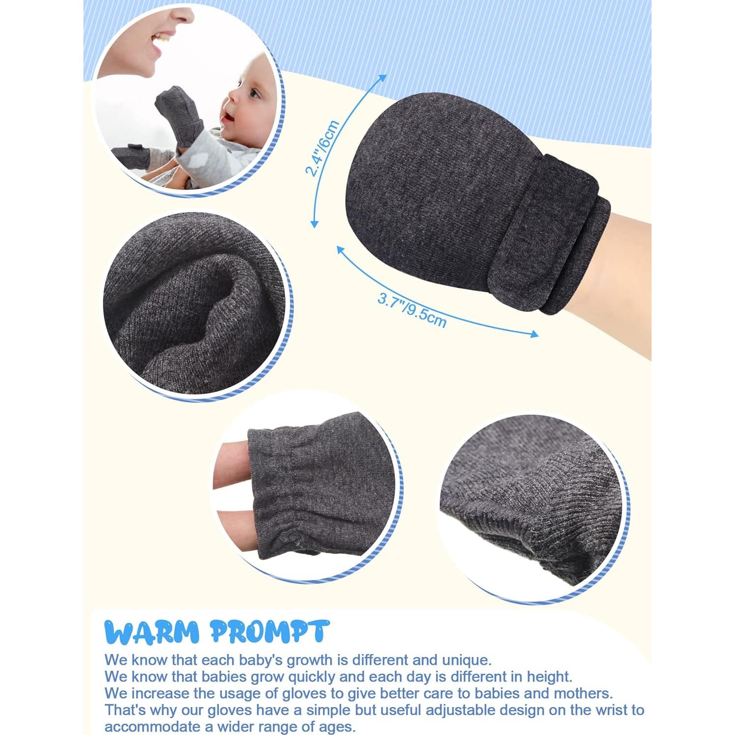 Newcotte 12 Pares de Mitones Ajustables para Bebés Algodón