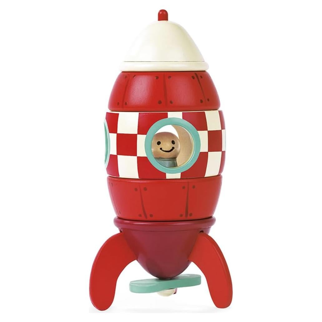 Cohete Magnético de Madera Janod 16 cm - Juguete 2 en 1