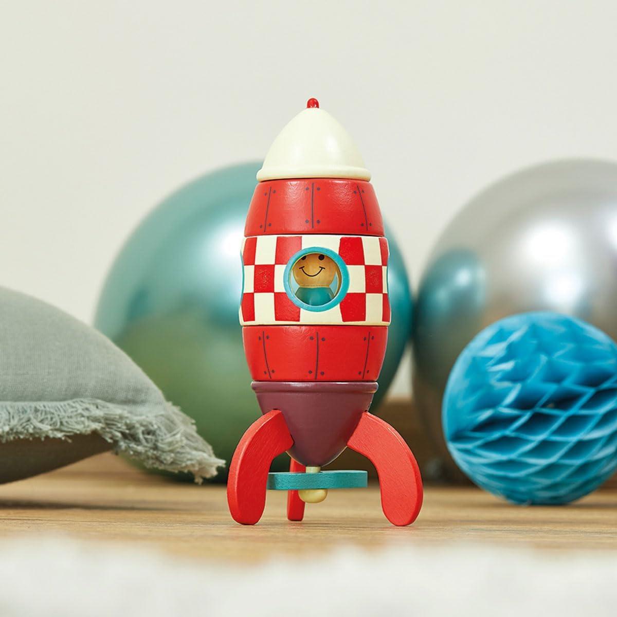 Cohete Magnético de Madera Janod 16 cm - Juguete 2 en 1