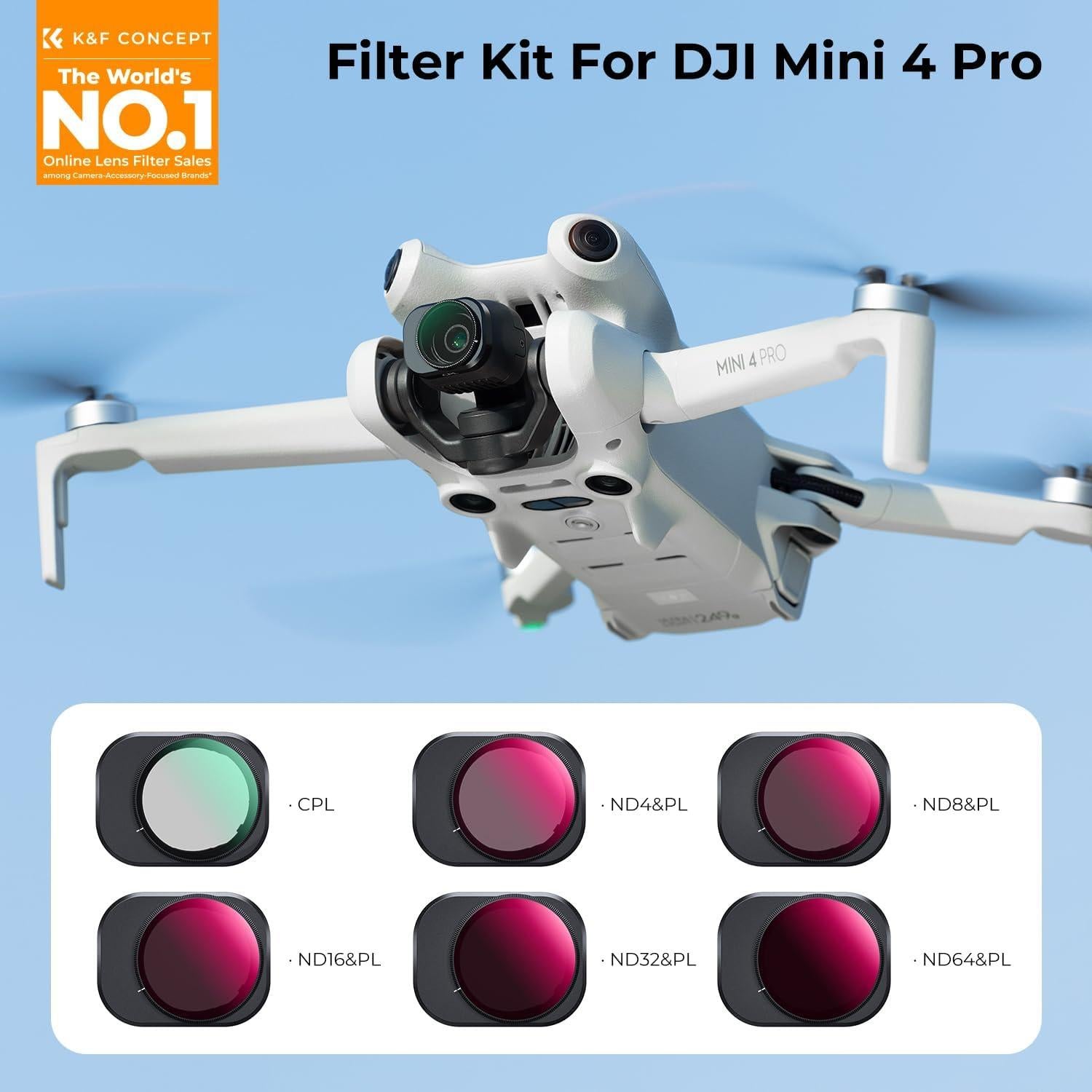 Kit de Filtros CPL ND K&F Concept para DJI Mini 4 Pro - 6 Piezas