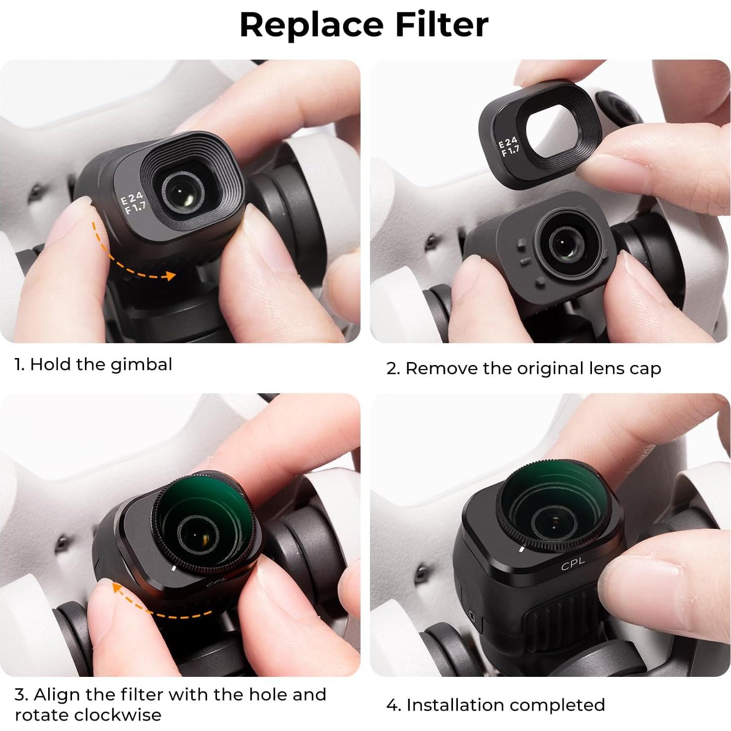 Kit de Filtros CPL ND K&F Concept para DJI Mini 4 Pro - 6 Piezas