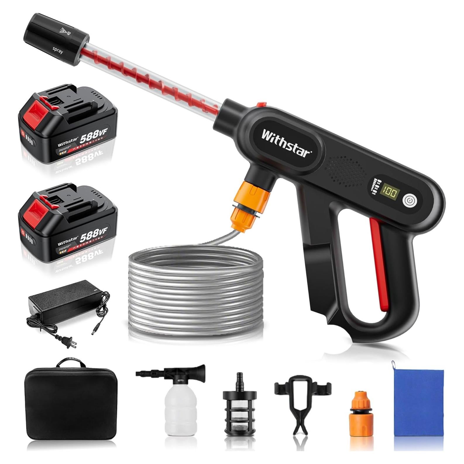 Lavadora a Presión Inalámbrica WithStar 25 BAR 4L/min 2 Baterías