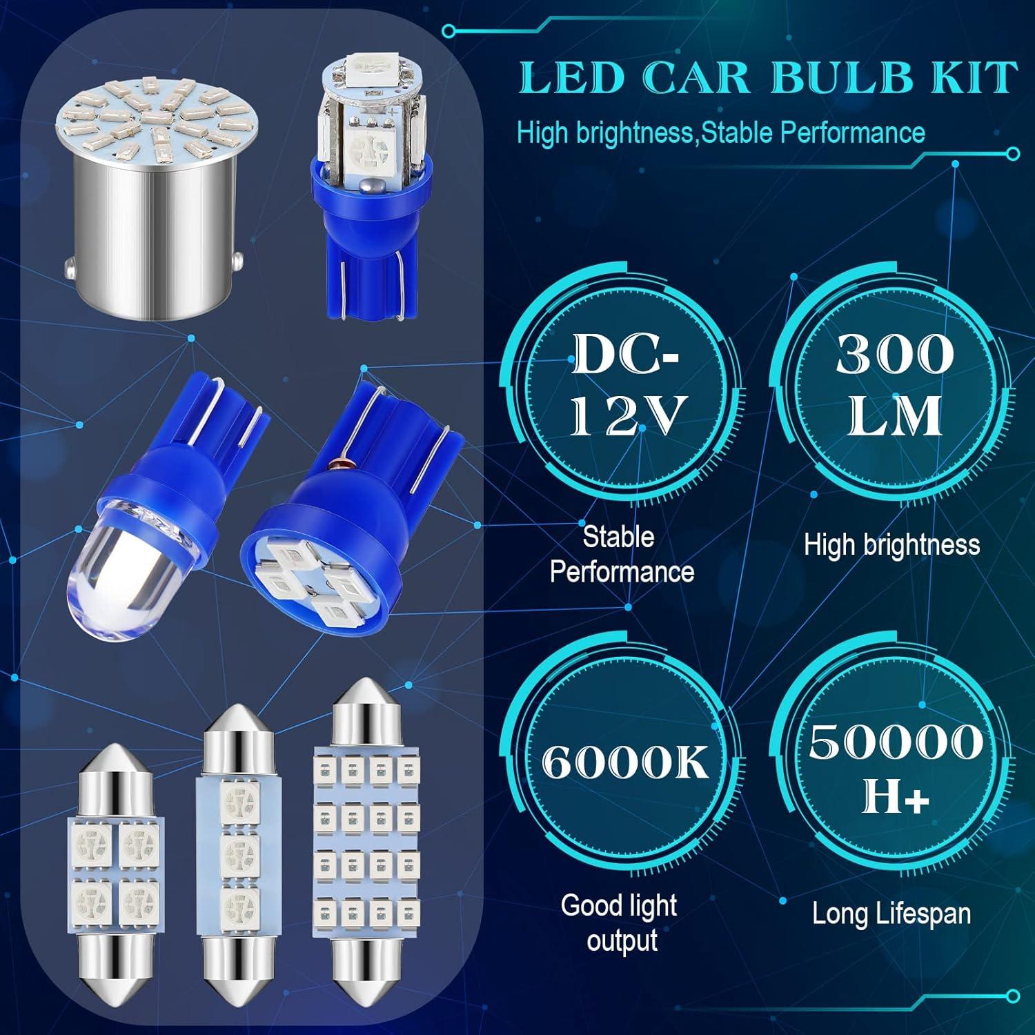 Kit de 70 Bombillas LED Frienda para Automóvil Luz Interior Azul