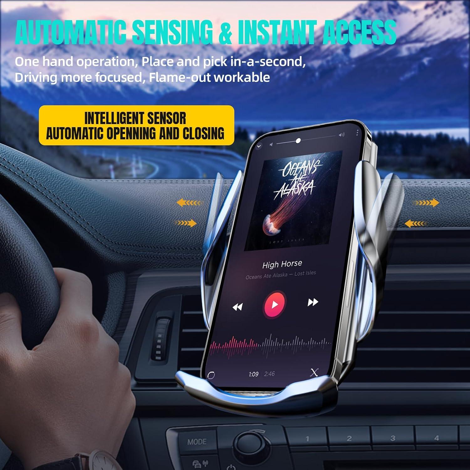 Cargador Inalámbrico para Auto Insunshine 15W con Sensor Automático