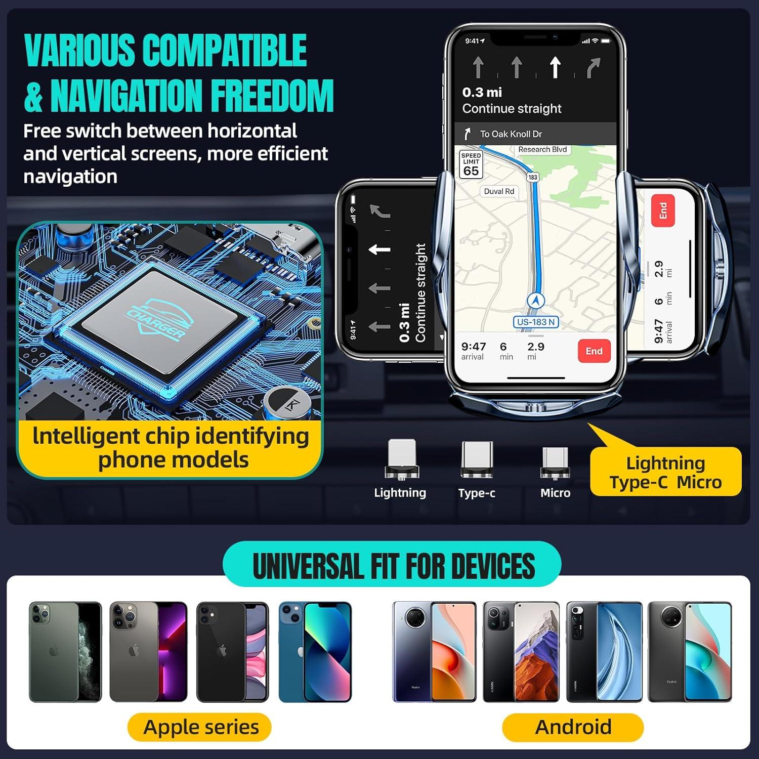 Cargador Inalámbrico para Auto Insunshine 15W con Sensor Automático