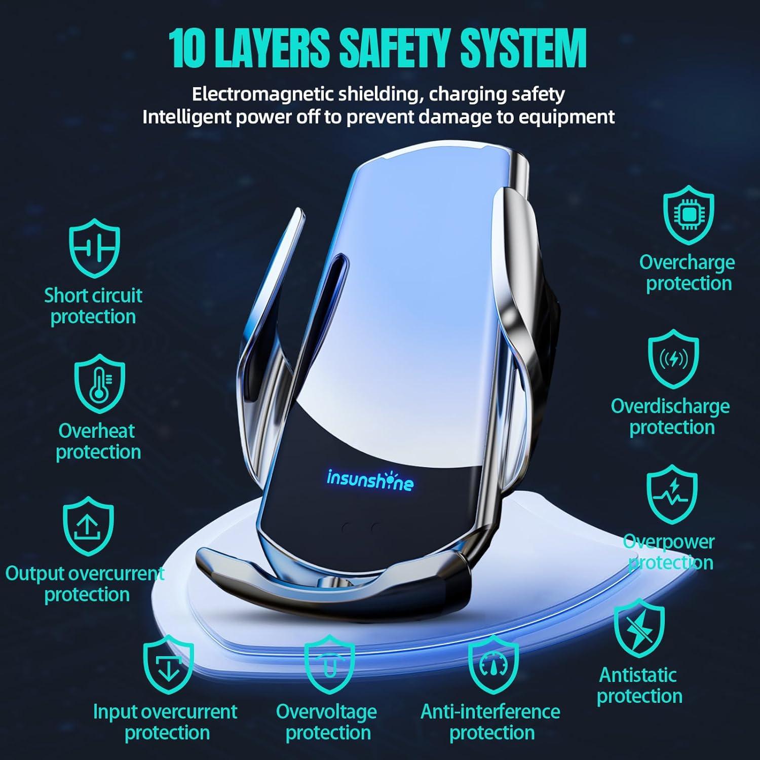 Cargador Inalámbrico para Auto Insunshine 15W con Sensor Automático