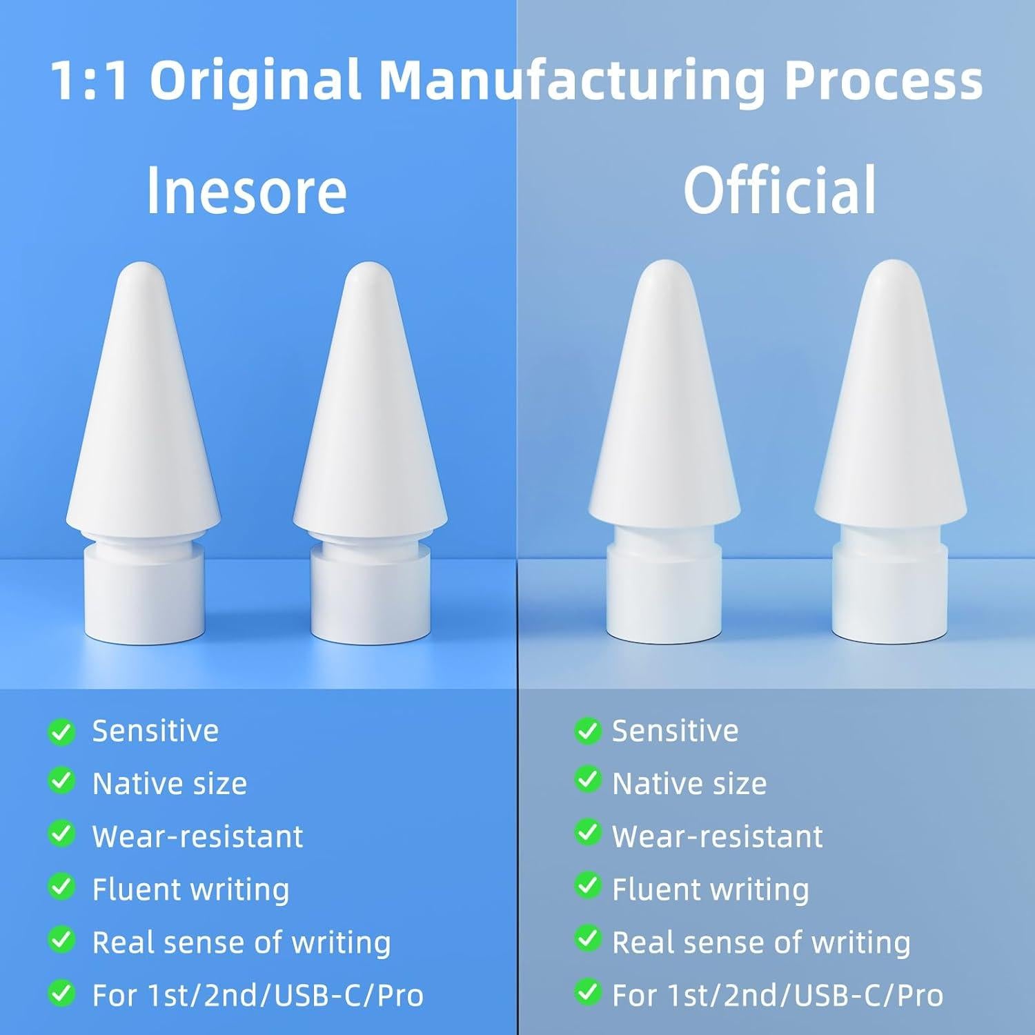 Puntas de Reemplazo Inesore para Apple Pencil Pro - 8 Pzas