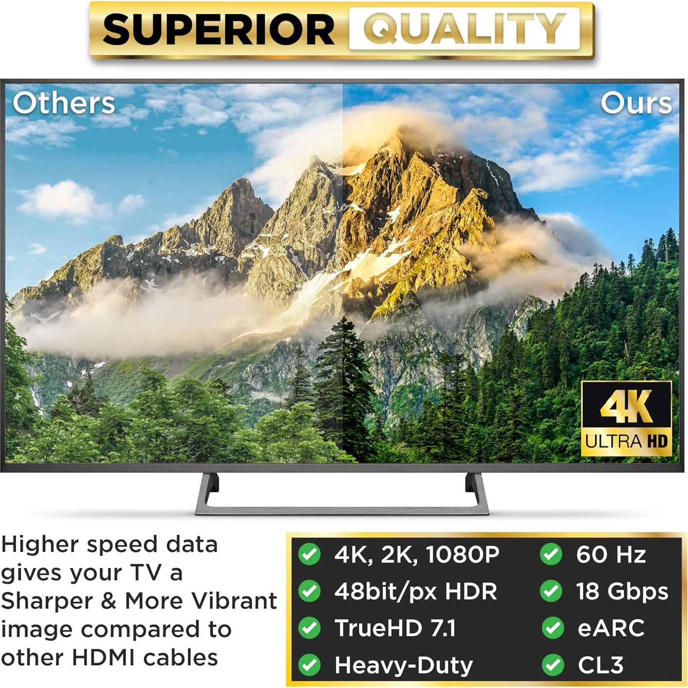 Cable HDMI PowerBear 4K 3 m Alta Velocidad con ARC